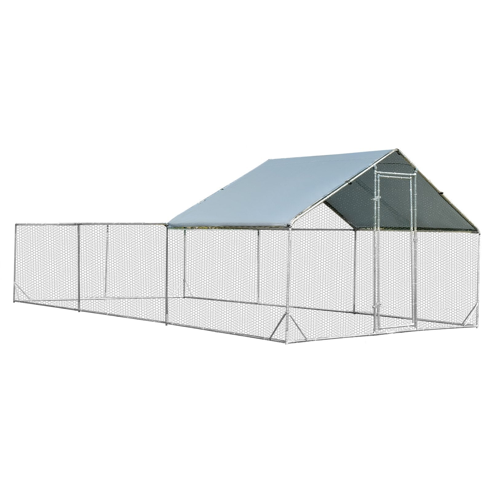 Large Metal Chicken Coop with Waterproof and Sun-proof Cover Chicken Coops Silver at Gallery Canada