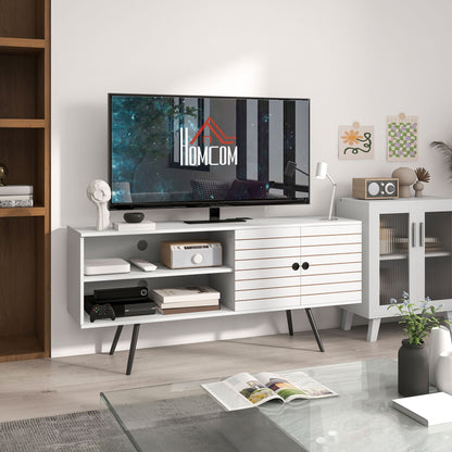 TV Stand Cabinet for 65-Inch, TV Table with Charging Station, Television Stand with Open Shelves, Door and Cable Holes TV Stands White  at Gallery Canada