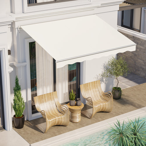10' x 8' Electric Retractable Awning, UV Protection Sun Shade Shelter w/ Remote Controller for Deck Balcony Yard, Cream
