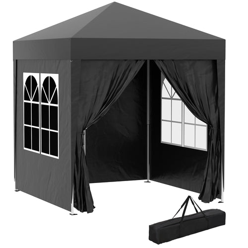 6.6'x6.6' Pop Up Canopy Tent with Sidewalls, Instant Sun Shelter Camping Gazebo with Carry Bag, Black