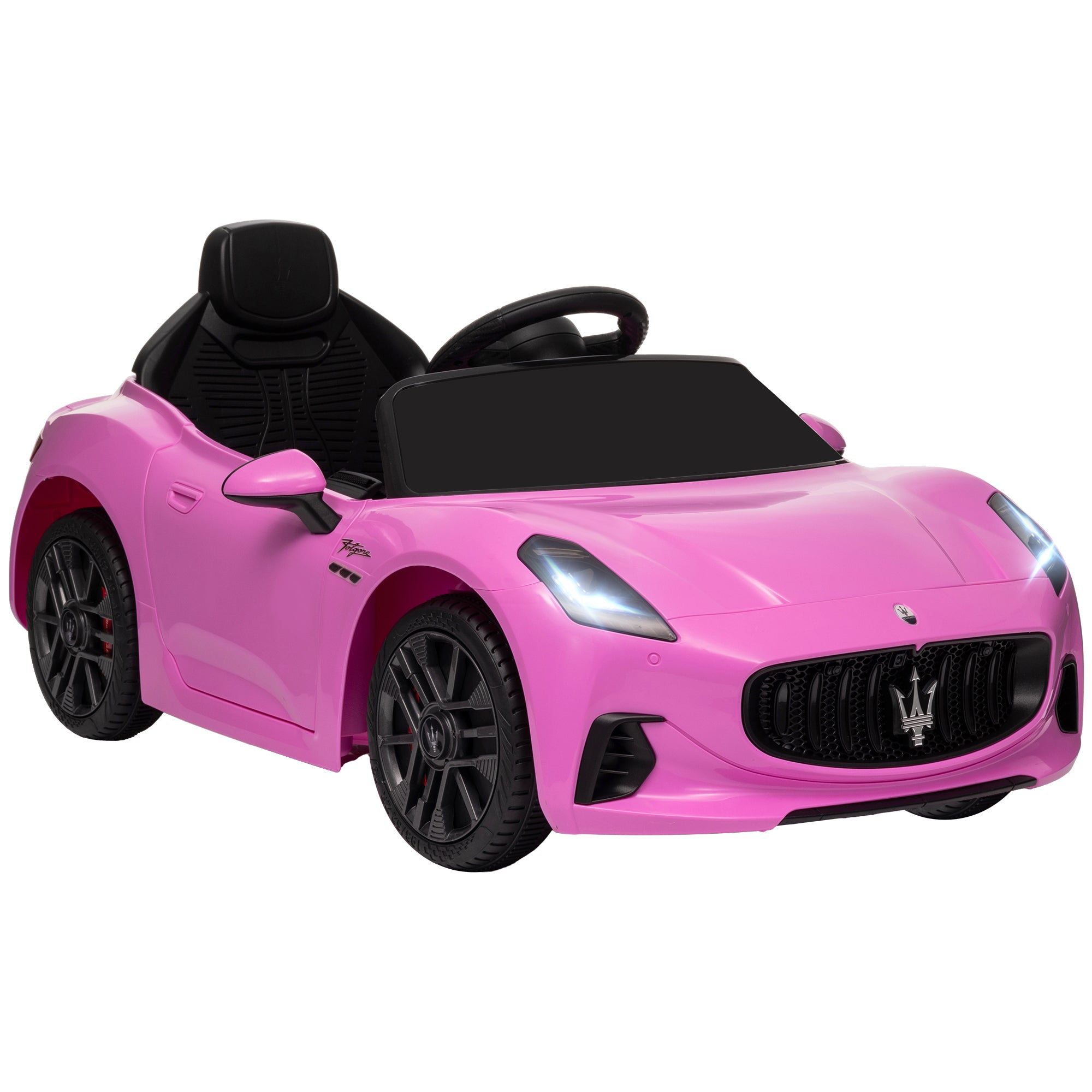 12V Maserati Gran Turismo Licensed Kids Electric Car w/ Remote Control, Soft Start, LED Lights, Music, Horn, MP3, Pink Electric Toy Cars   at Gallery Canada