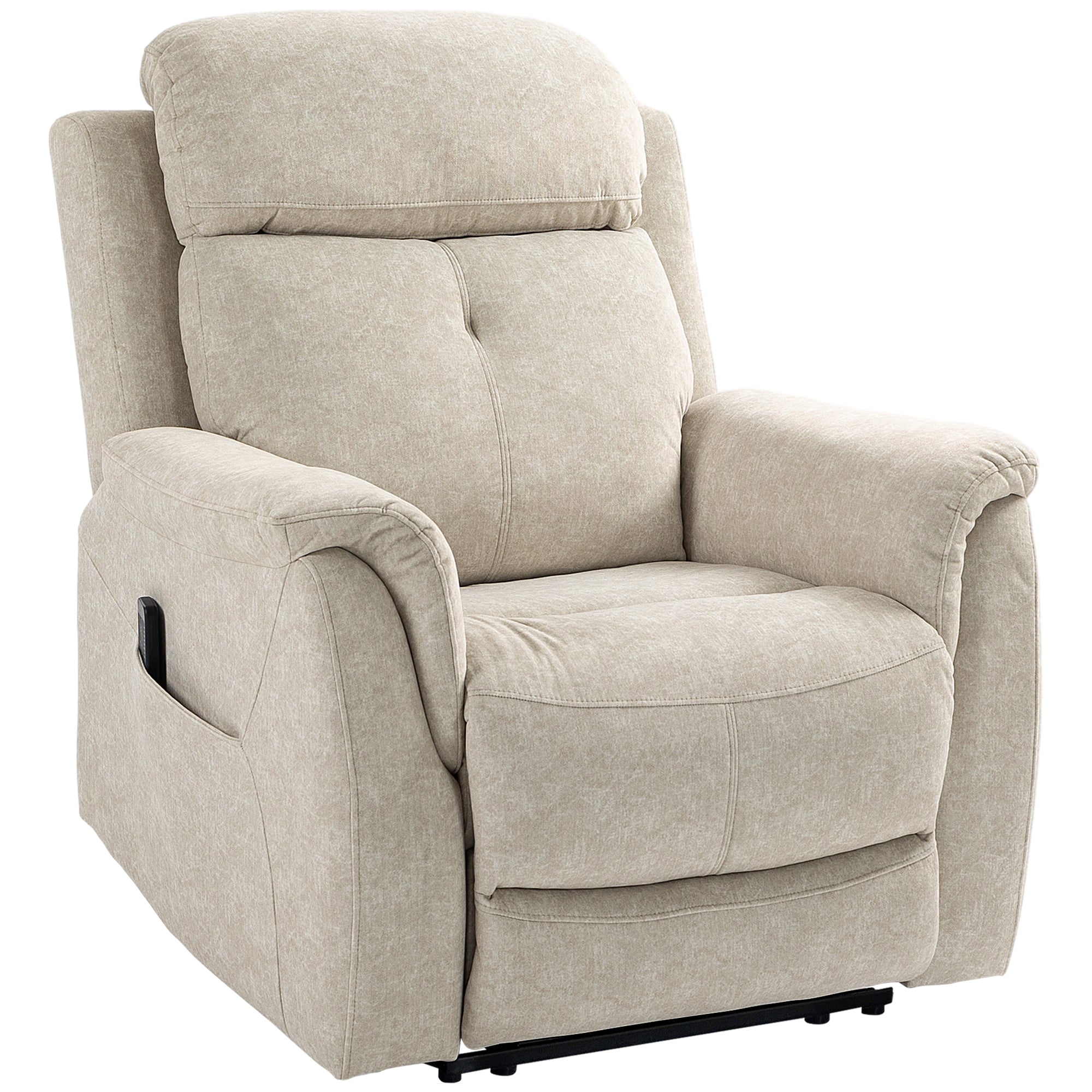 Manual Recliner Chair with Vibration Massage, Reclining Chair for Living Room with Side Pockets, Beige Single Sofas at Gallery Canada