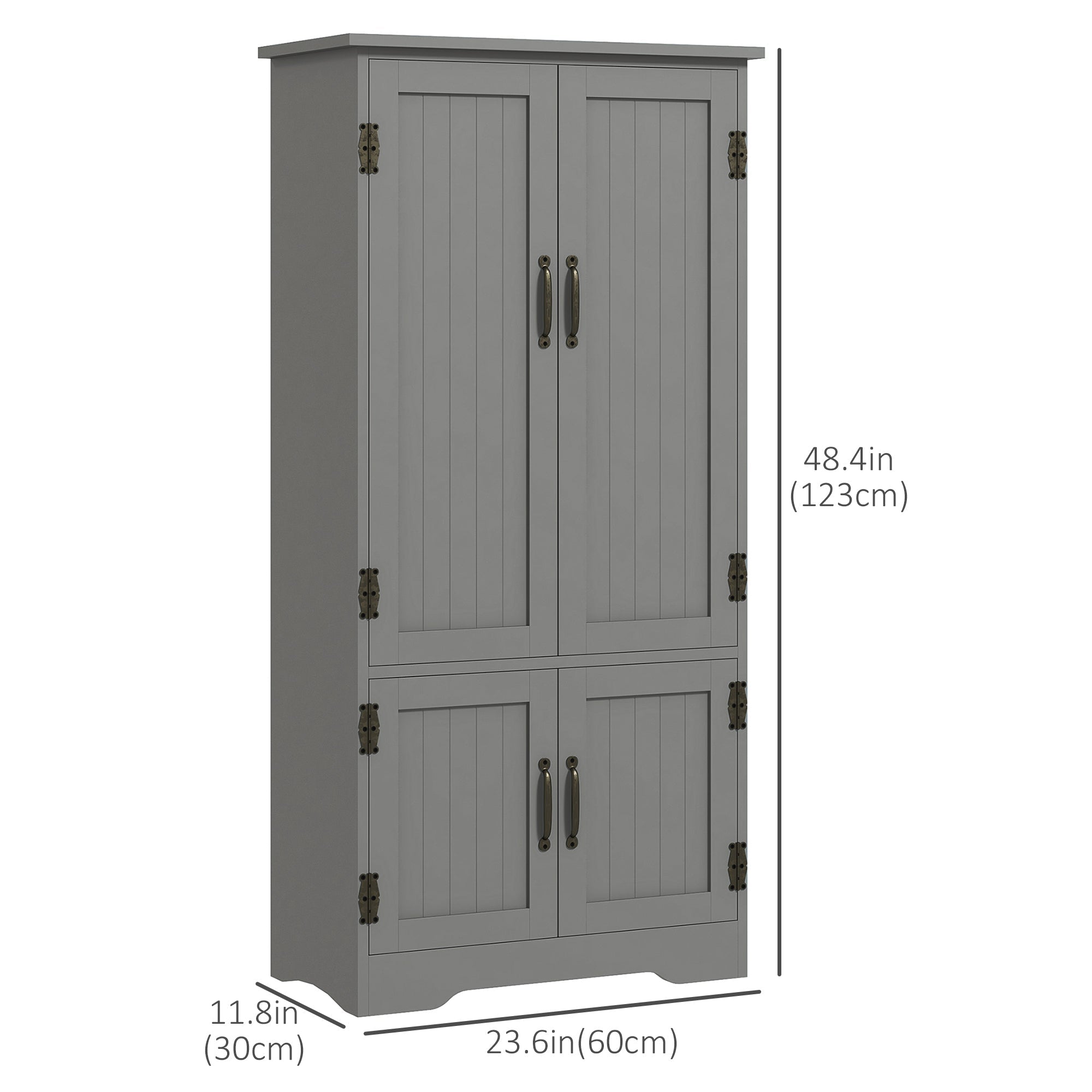 4-Door Storage Cabinet Multi-Storey Large Space Pantry with Adjustable Shelves Grey Kitchen Pantry Cabinets   at Gallery Canada