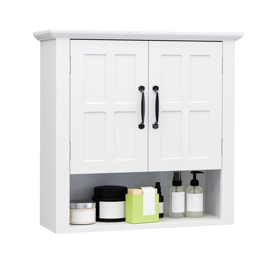 Wall Mount Bathroom Cabinet, Storage Organizer Kitchen Cupboard with 2 Doors and Adjustable Shelf White - Gallery Canada