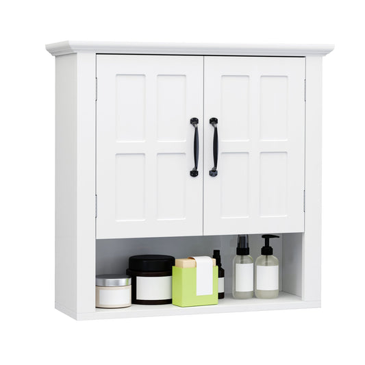 Wall Mount Bathroom Cabinet, Storage Organizer Kitchen Cupboard with 2 Doors and Adjustable Shelf White Wall Mounted Cabinets White  at Gallery Canada