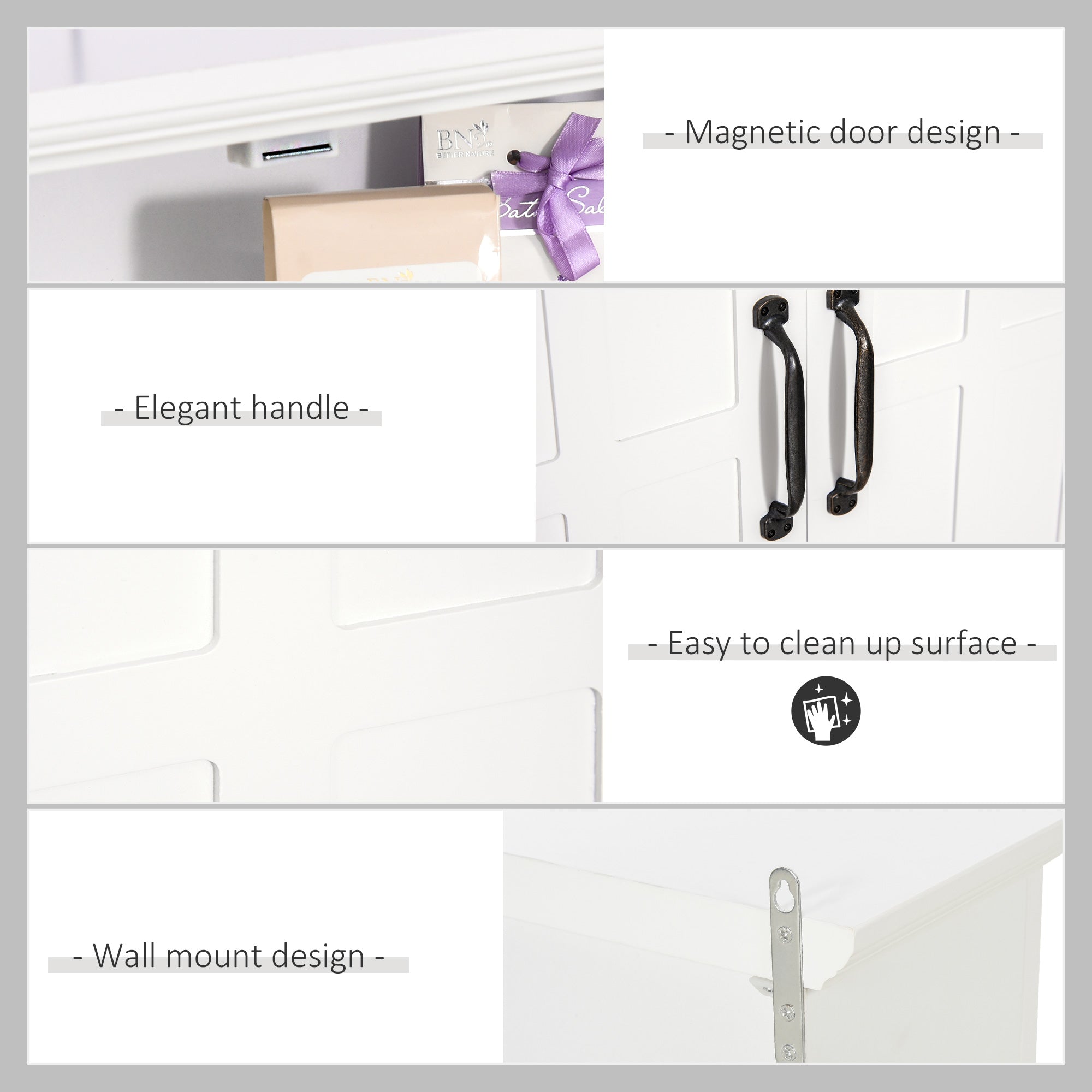 Wall Mount Bathroom Cabinet, Storage Organizer Kitchen Cupboard with 2 Doors and Adjustable Shelf White Wall Mounted Cabinets at Gallery Canada