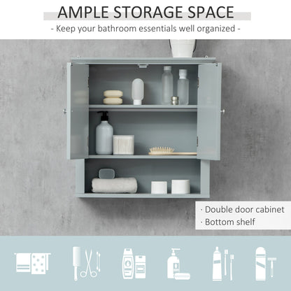 Bathroom Wall Cabinet, Medicine Cabinet, Over Toilet Storage Cabinet with Adjustable Shelf and 2 Doors for Hallway, Living Room, Gray Wall Mounted Cabinets   at Gallery Canada