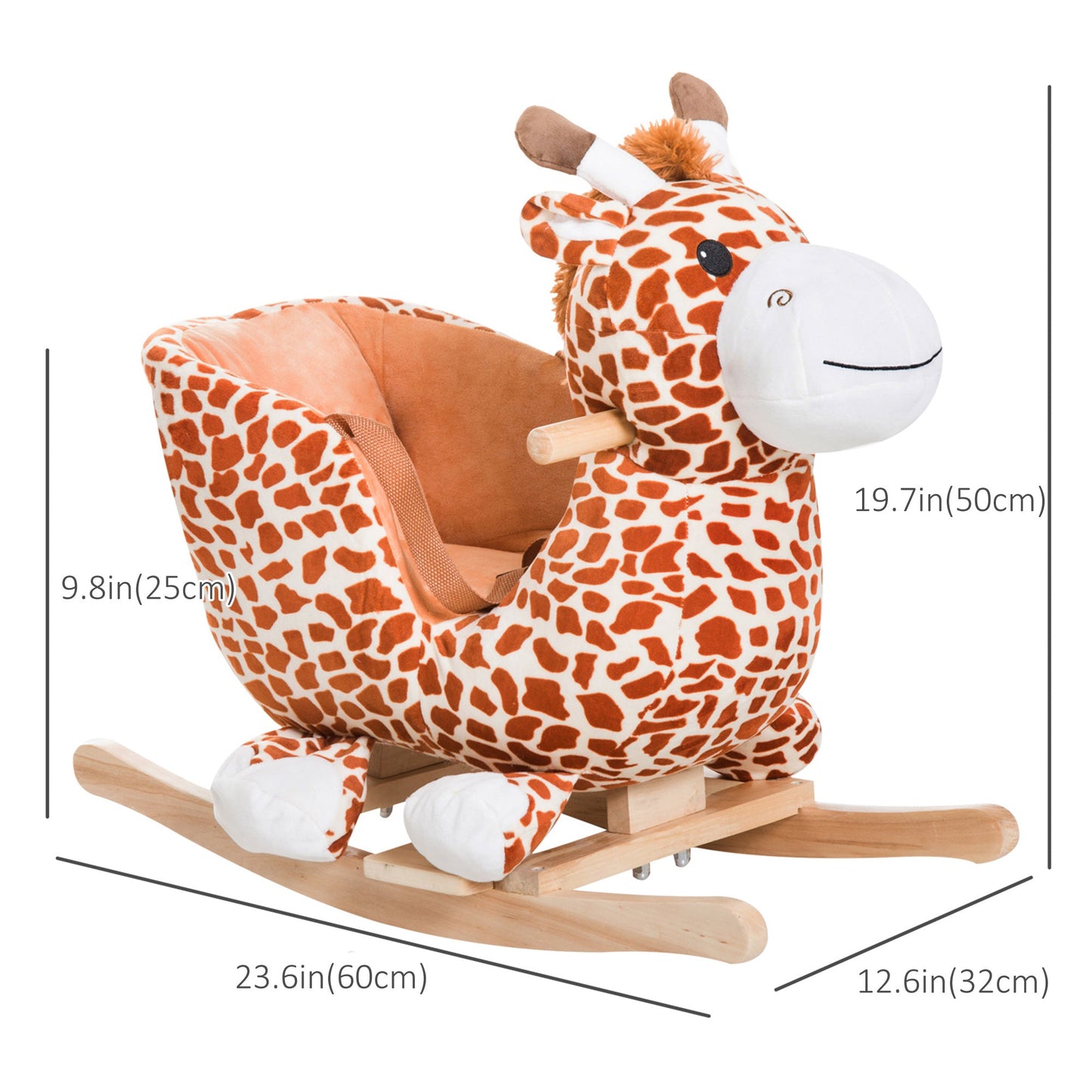 Wooden Plush Children Kids Rocking Horse Chair for Toddlers with Sound and Safety Belt, Giraffe Theme Rocking Horses Option  at Gallery Canada