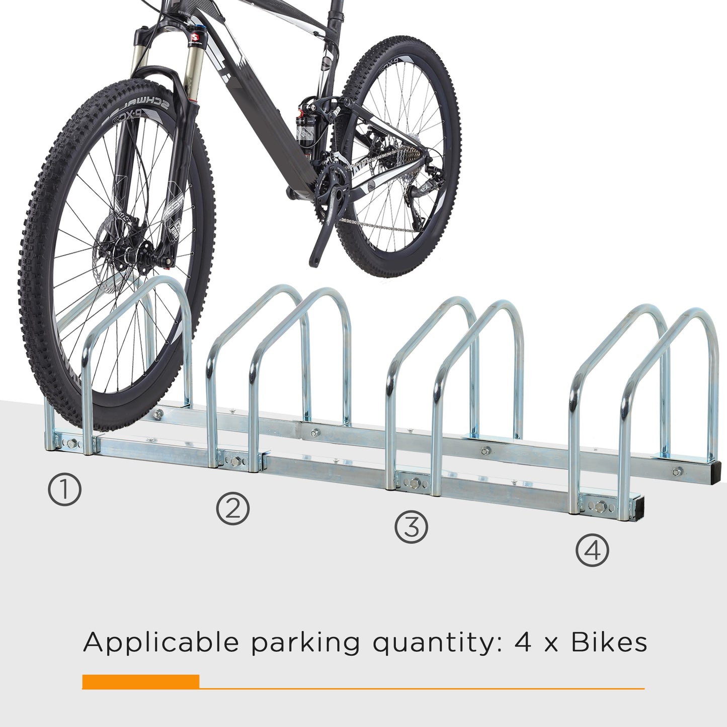 4-Bike Bicycle Floor Parking Rack Cycling Storage Stand Garage Organizer for Indoor and Outdoor Use Silver Bike Parking Stands   at Gallery Canada