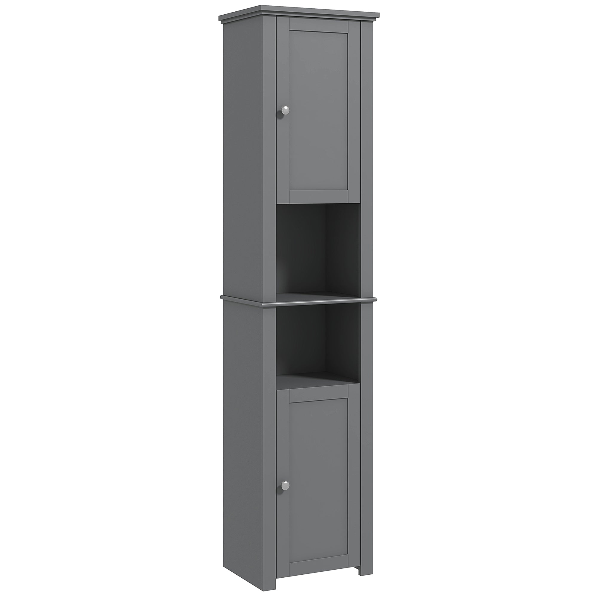 Tall Medicine Cabinet, Freestanding Bathroom Storage Cabinet with Shelves and 2 Cupboards, Bathroom Organizer, Grey Bathroom Cabinets at Gallery Canada