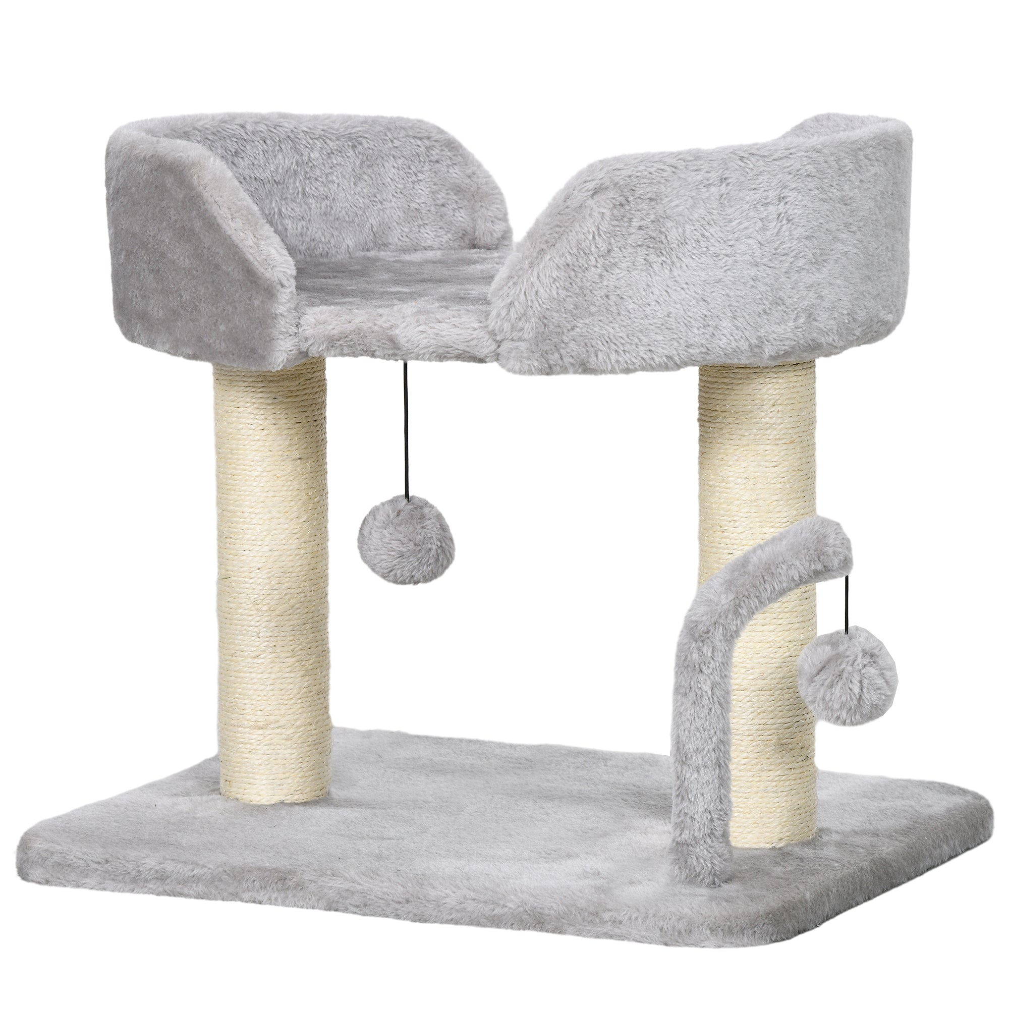 Cat Tower Condo for Indoor Cats, Small Cat Tree with Sisal Scratching Posts, Top Perch, Dangling Balls, Light Grey Cat Trees at Gallery Canada