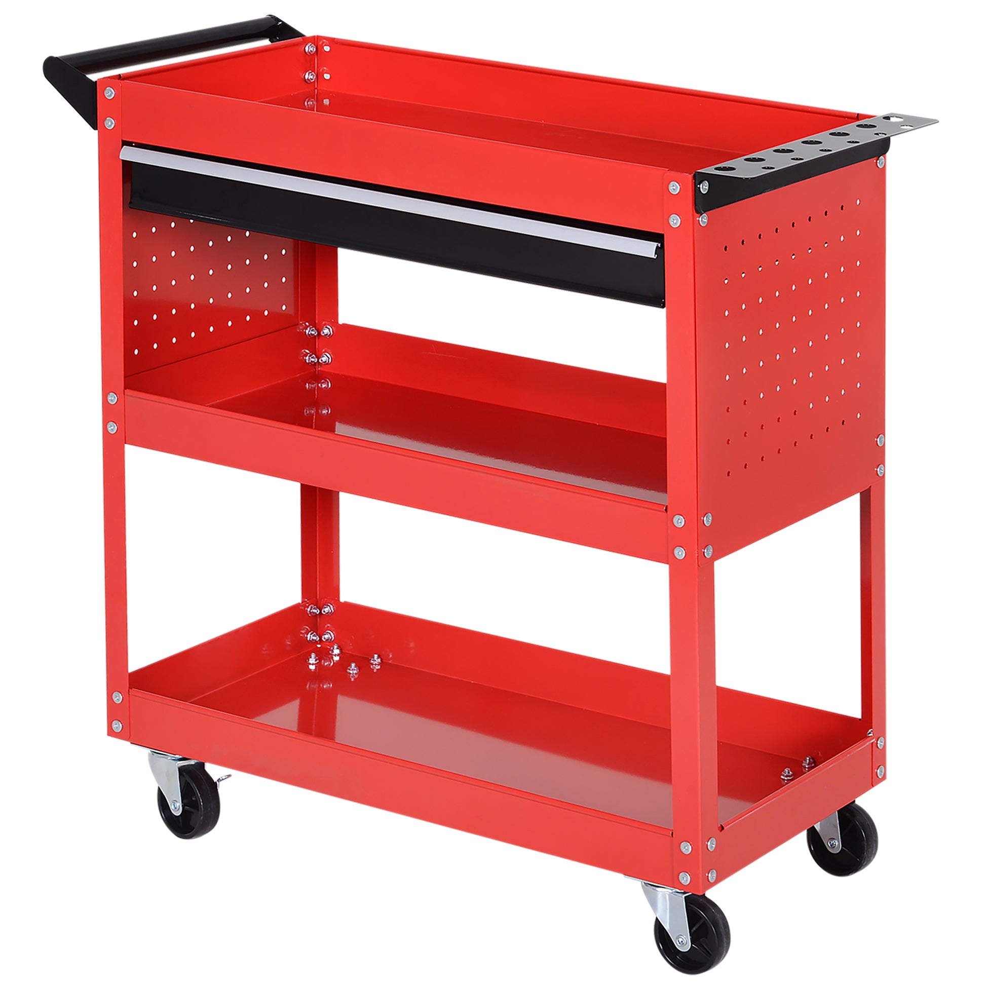 Tool Cart on Wheels, Utility Cart with Wheels, Ball Bearing Drawer, Storage Trays for Garage, Warehouse, Workshop, Red Tool Organizers   at Gallery Canada