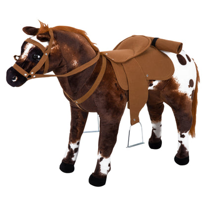 Standing Ride on Horse Children Cowboy Plush Pony Toy w/ Neighing Sound Brown Rocking Horses   at Gallery Canada