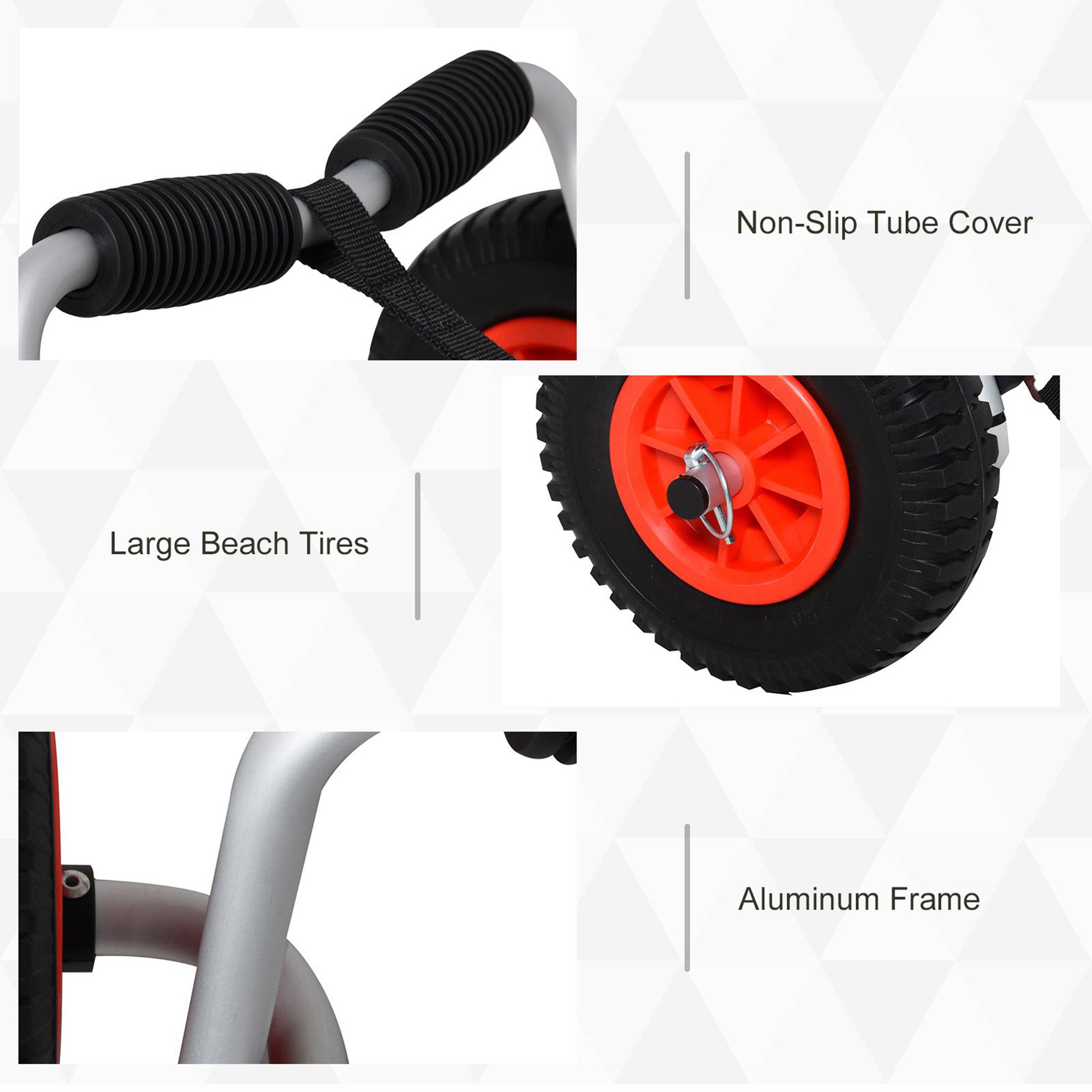 Kayak Cart Dolly with Flat-Free Wheels and Aluminum Frame for Kayaks, Canoes, Paddleboards, Folding Design, Silver Kayak Carts at Gallery Canada
