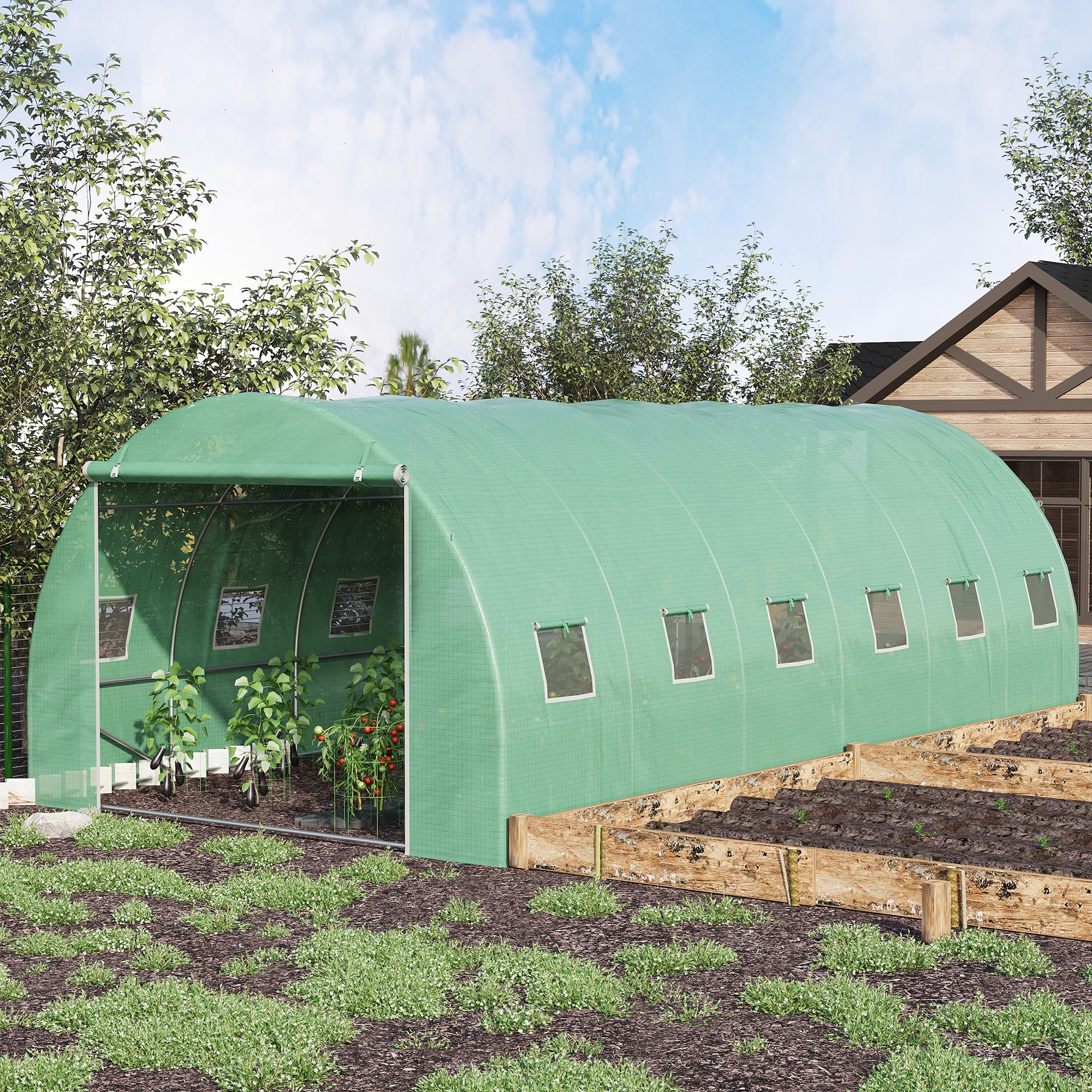19.7' x 9.8' x 6.6' Large Walk-in Greenhouse Garden Plant Seed Growing Tent Tunnel Shed with Windows and Door Green Walk In Greenhouses at Gallery Canada