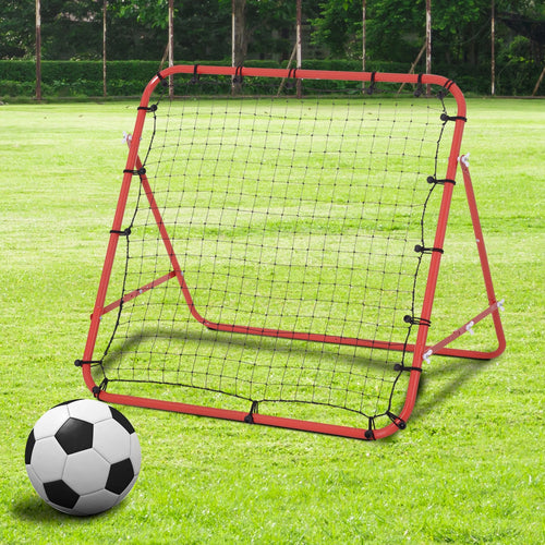 Soccer Training Net Aid Football Kickback Target Goal Play Adjustable, Red