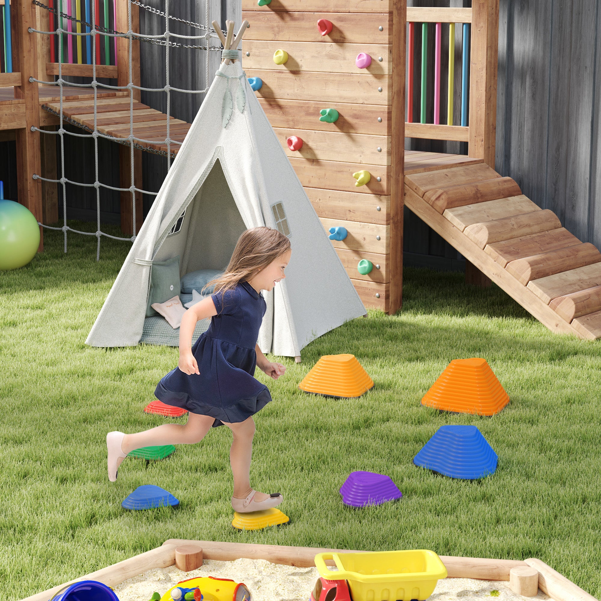 9PCs Non-Slip Stackable Kids Stepping Stones, Heart-Shaped Gym Sets & Swings at Gallery Canada