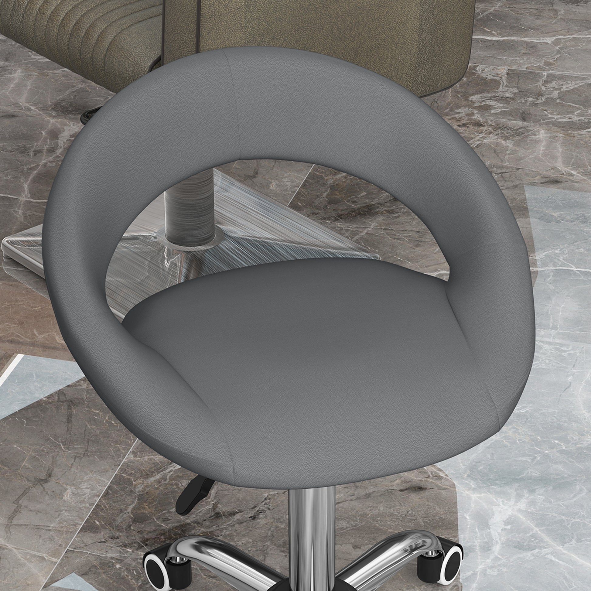 Modern Hydraulic Moon Salon Stool Rolling Swivel Chair Massage Spa Tattoo Pub Bar Stool, Grey Salon Stools   at Gallery Canada