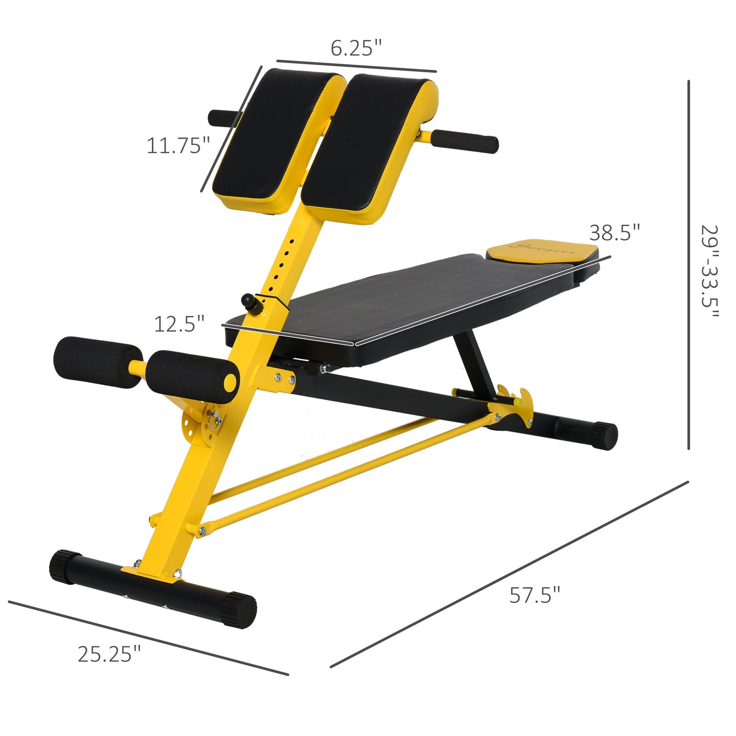 Adjustable Weight Bench Roman Chair Exercise Training Multi-Functional Hyper Extension Bench Dumbbell Bench Ab Sit up Decline Flat Black and Yellow Weight Benches   at Gallery Canada