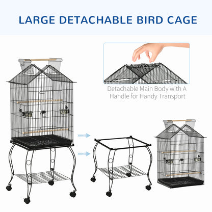 Bird Cage 57 Inch Flight Cage for Finch Canary Budgie with Rolling Stand, Pull Out Tray, Storage Shelf, Open Top Budgerigar w/ Wheels 57" Parrot w/Wheels, Storage - Gallery Canada
