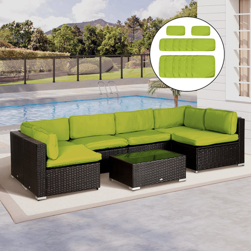 Outdoor 14pc Patio Rattan Sofa Set Cushion Polyester Cover Replacement Set - No Cushion Included Light Green