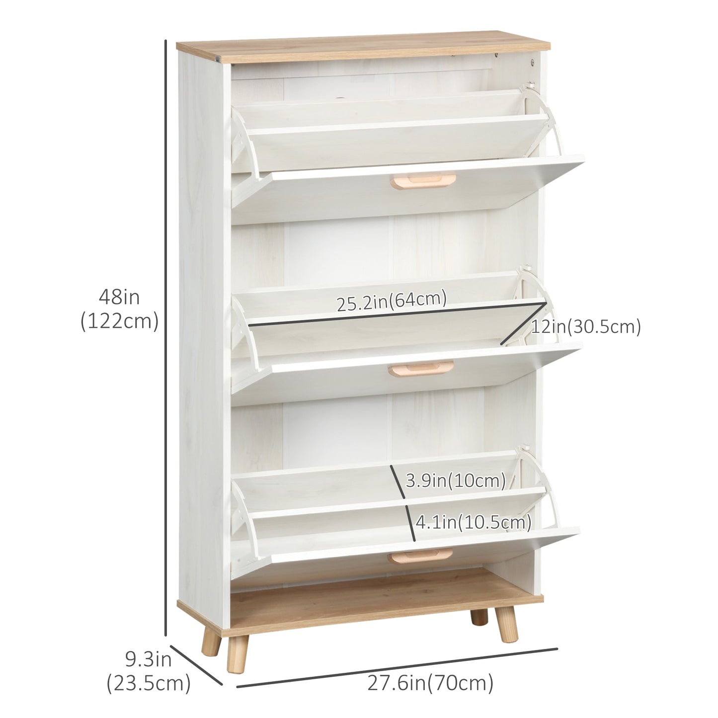 Modern Shoe Cabinet with 3 Flip Drawers and Adjustable Shelf, 12 Pair Shoe Storage Cabinet for Hallway, Entryway, White Shoe Storage Cabinets & Racks   at Gallery Canada