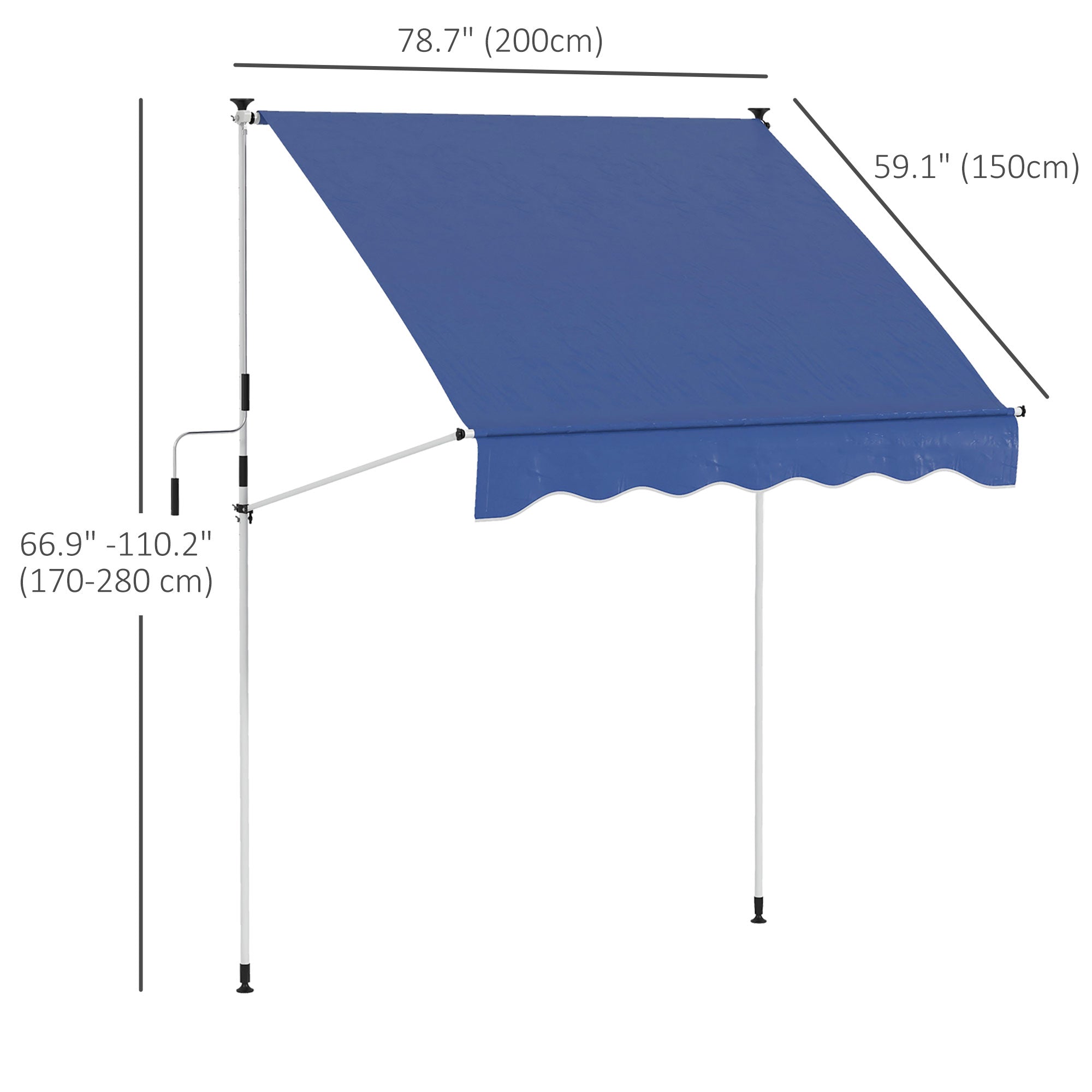 6.6'x5' Manual Retractable Patio Awning Sun Shelter Window Door Deck Canopy, Water Resistant UV Protector, Dark Blue Window Awnings at Gallery Canada