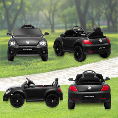 12V Volkswagen Beetle Licensed Electric Car for Kids w/ Remote Control, 4 Spring Suspension Wheels, Soft Start, Black Electric Toy Cars   at Gallery Canada