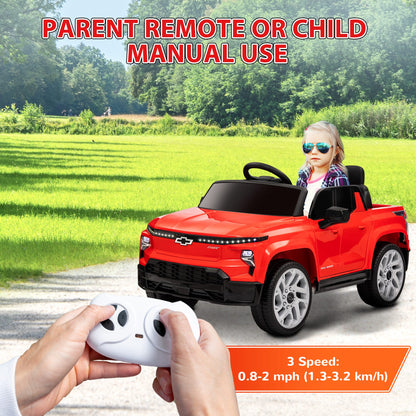 12V CHEVROLET SILVERADO EV RST Licensed Kids Car w/ Remote, Spring Suspension, Soft Start, Training Wheels, Red Electric Toy Cars   at Gallery Canada