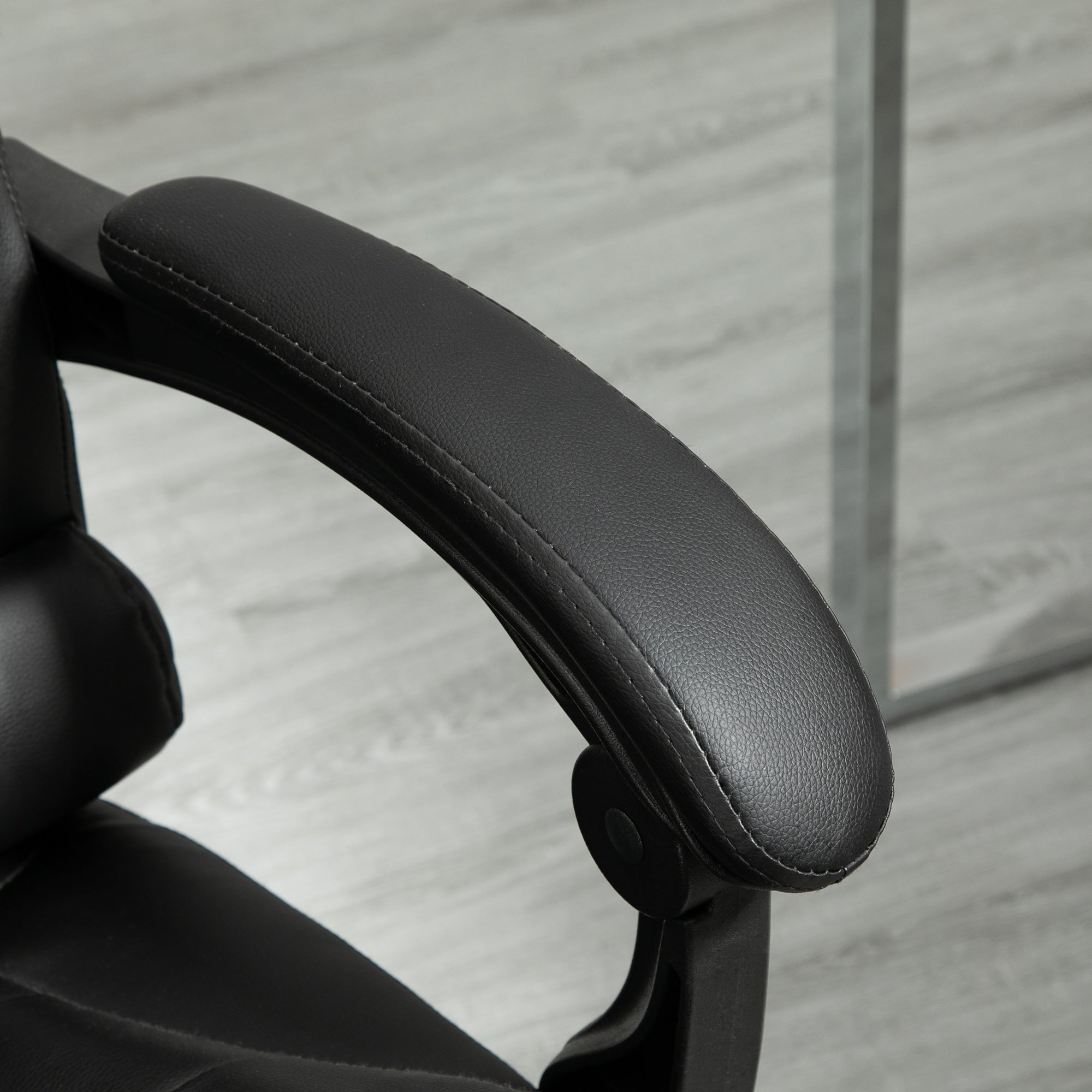 High Back Office Chair PU Leather Executive Office Chair with Retractable Footrest Padded Armrest Black Executive & Manager Chairs at Gallery Canada