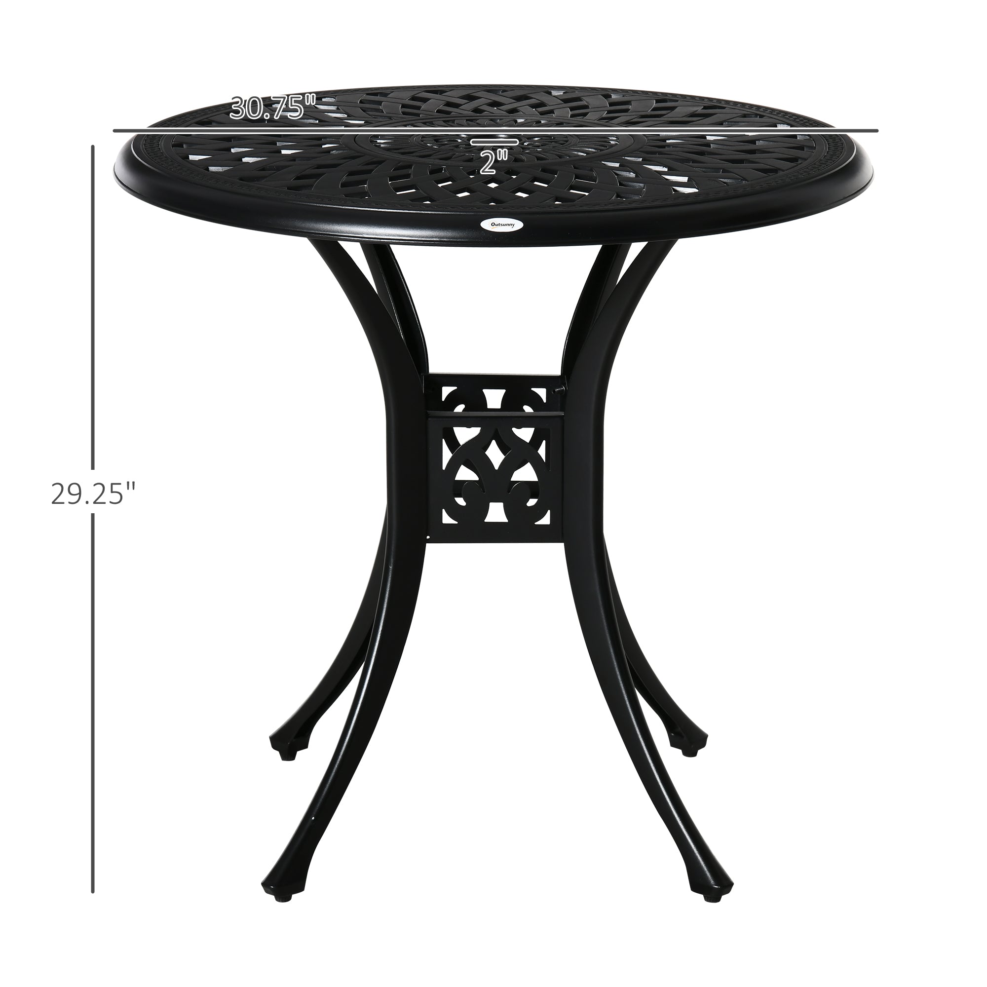 30-inch Round Patio Dining Table with Umbrella Hole Antique Cast Aluminium Outdoor Bistro Table, Black Patio Side Tables   at Gallery Canada