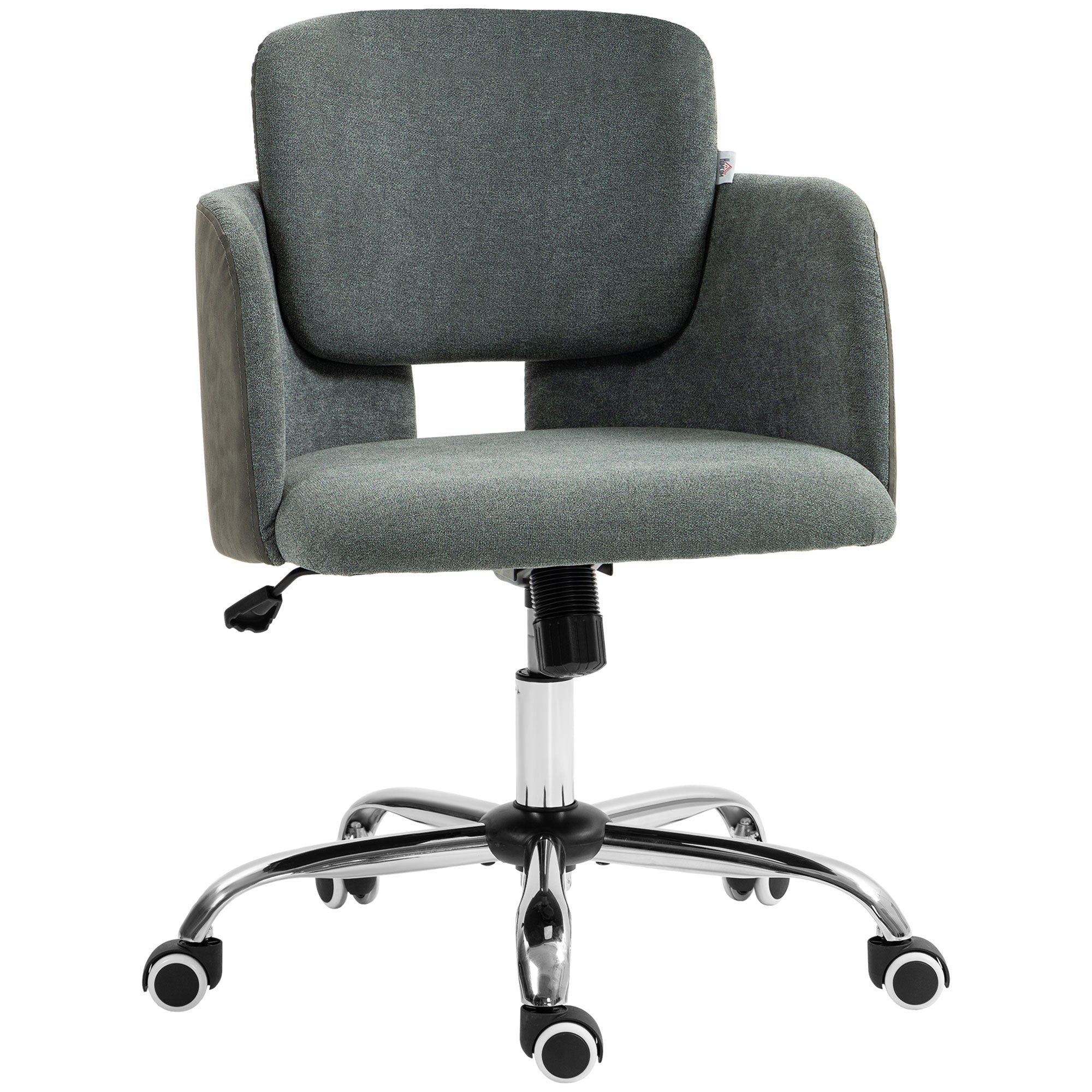 Small Desk Chair, Height Adjustable Fabric Office Chair with Swivel Wheels, Tilt Function, Computer Chair, Grey Task Chairs Grey at Gallery Canada