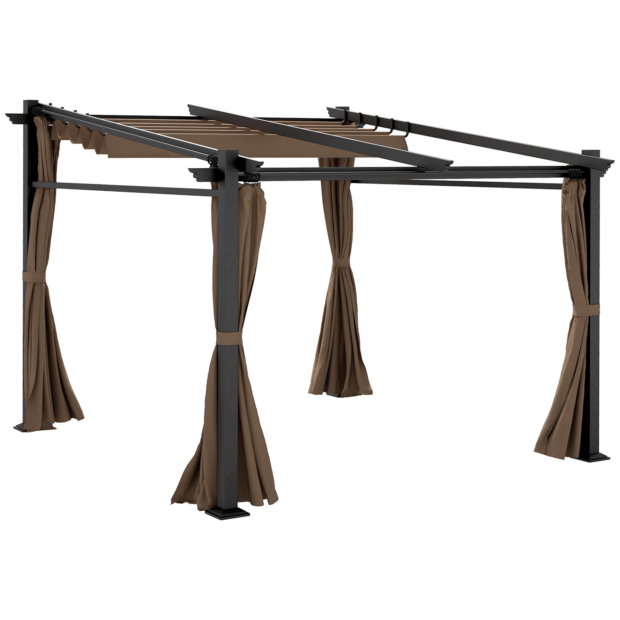 Metal Pergola with Sliding Roof Canopy, Retractable Pergola Canopy, 10' x 10', Coffee Pergolas at Gallery Canada