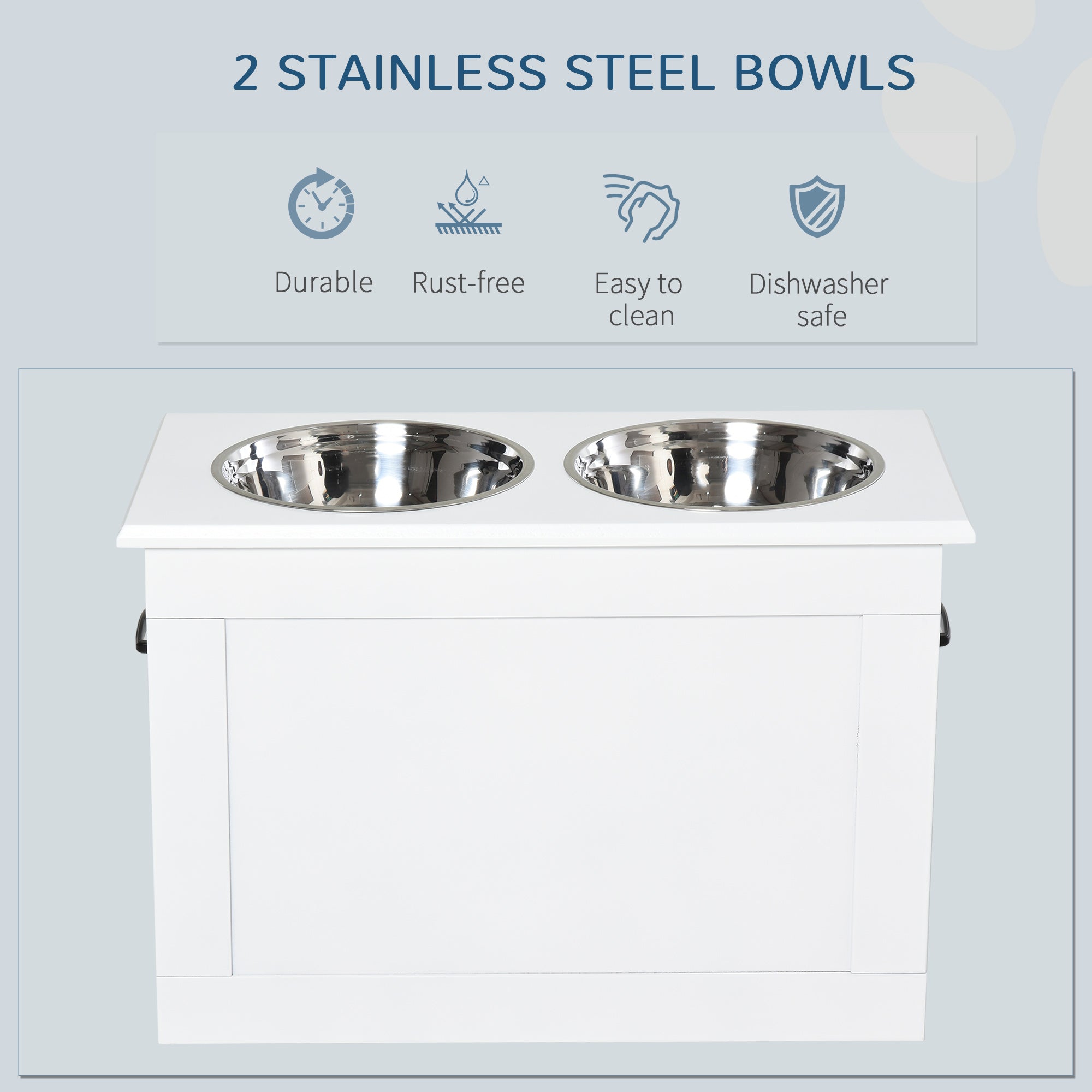 Large Elevated Pet Feeder with Storage Dog Pet Diner Function 2 Stainless Steel Dog Bowls Elevated Base for Large Dogs and Other Large Pet, White Dog Bowls at Gallery Canada