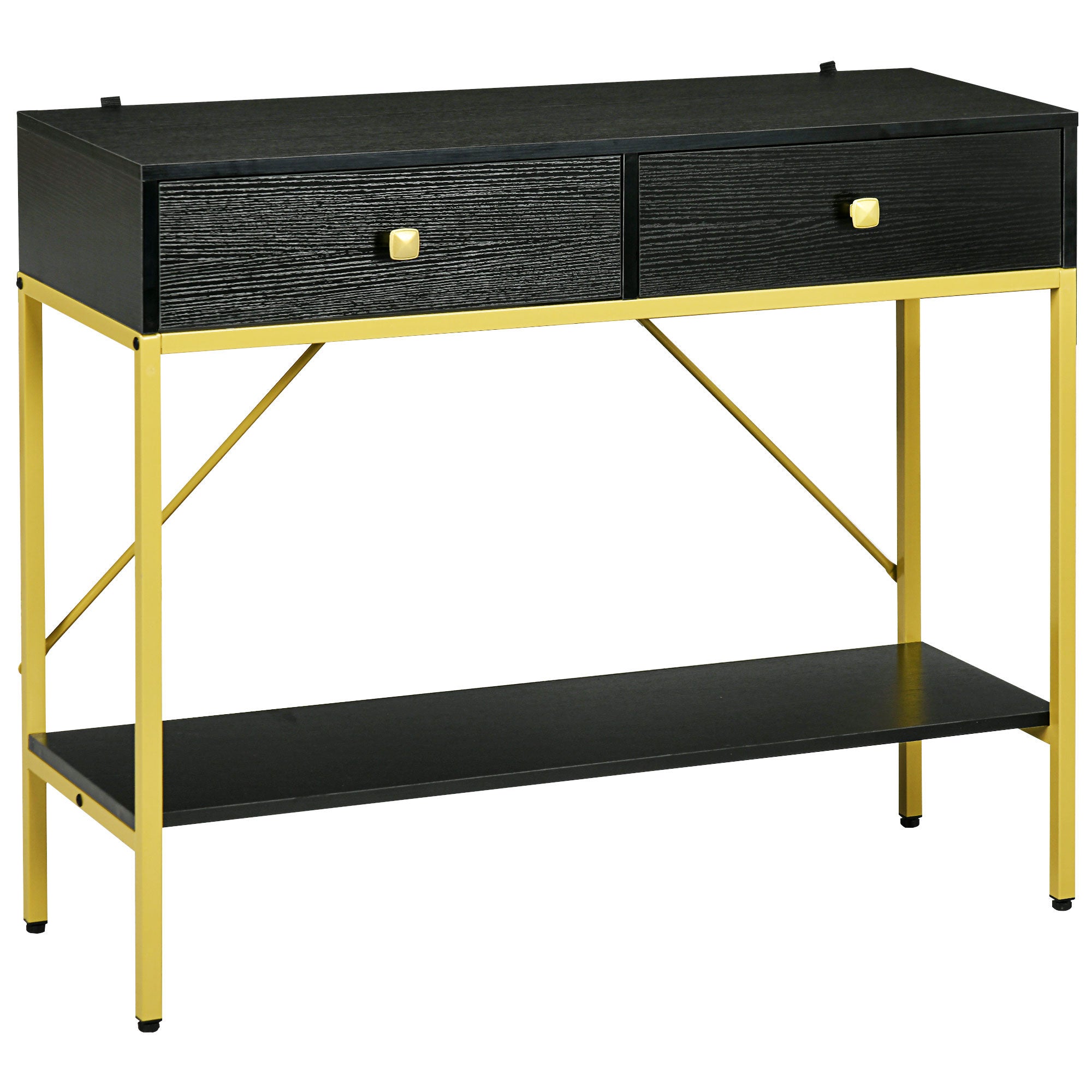 Hallway Console Table Entryway Table with 2 Drawers and Storage Shelf for Living Room Bedroom Behind Sofa Black Console Tables at Gallery Canada