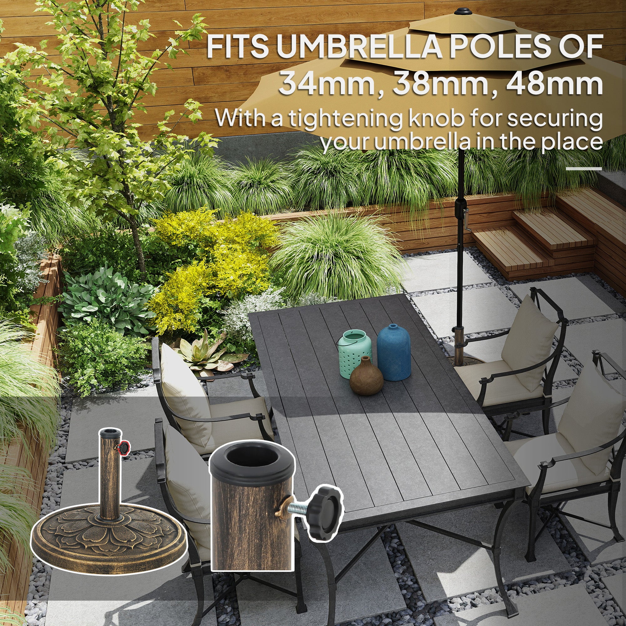 Round Patio Umbrella Base, 26 lbs Resin Umbrella Stand Base, Outdoor Umbrella Stand for 1.3