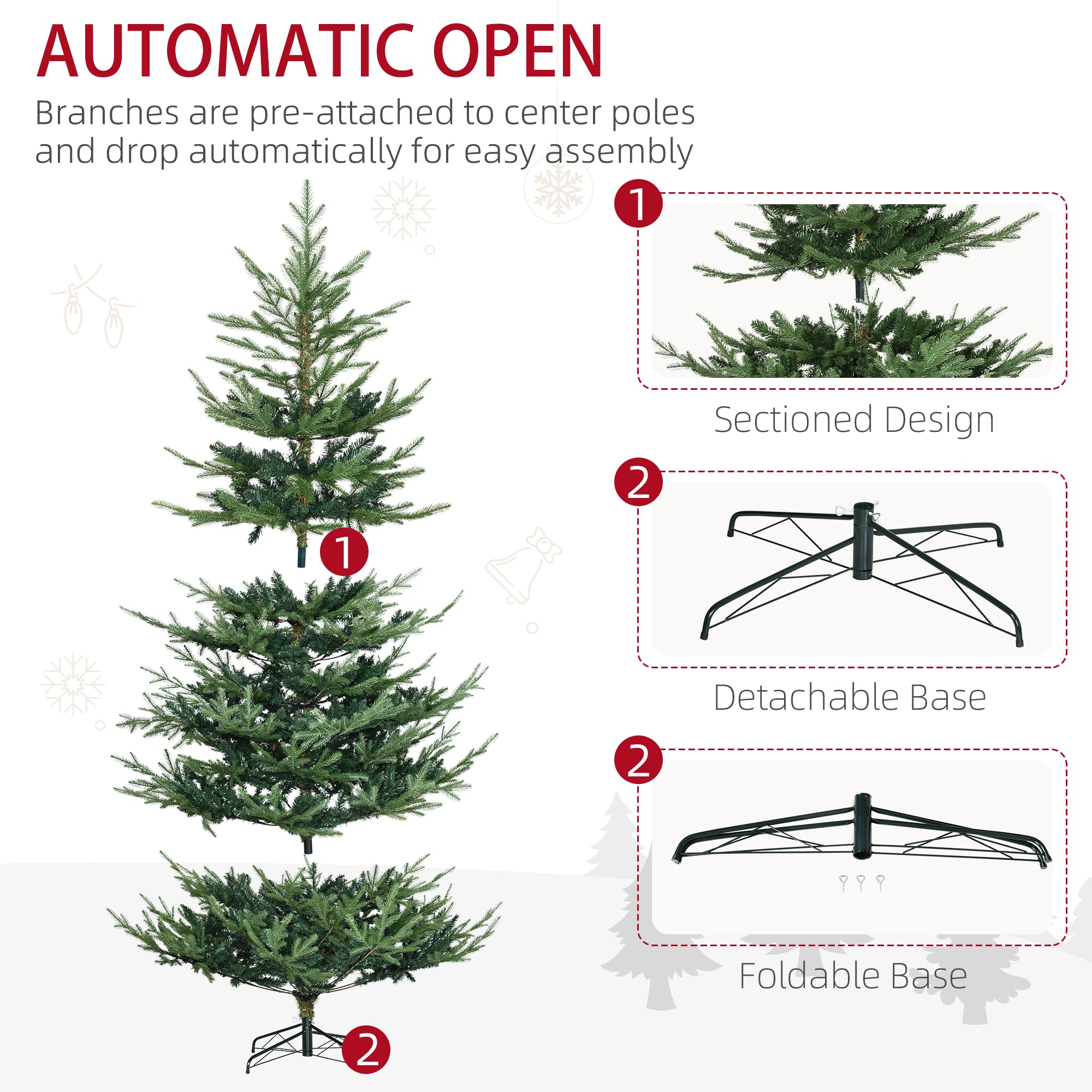 7.5ft Artificial Christmas Tree with Metal Base, Xmas Tree Artificial Christmas Trees   at Gallery Canada