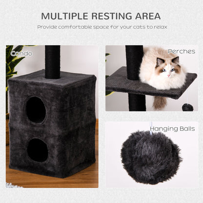 86.5"-96.5" Cat Tree Floor to Ceiling Condo w/ Jute Scratching Post Dangling Ball Adjustable, Grey Floor to Ceiling Cat Trees   at Gallery Canada