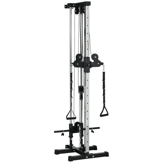 Wall Mount Cable Station, 15 Positions Adjustable Dual Pulley Machine Cable Crossover Machine for Home Gym Power Towers Black  at Gallery Canada