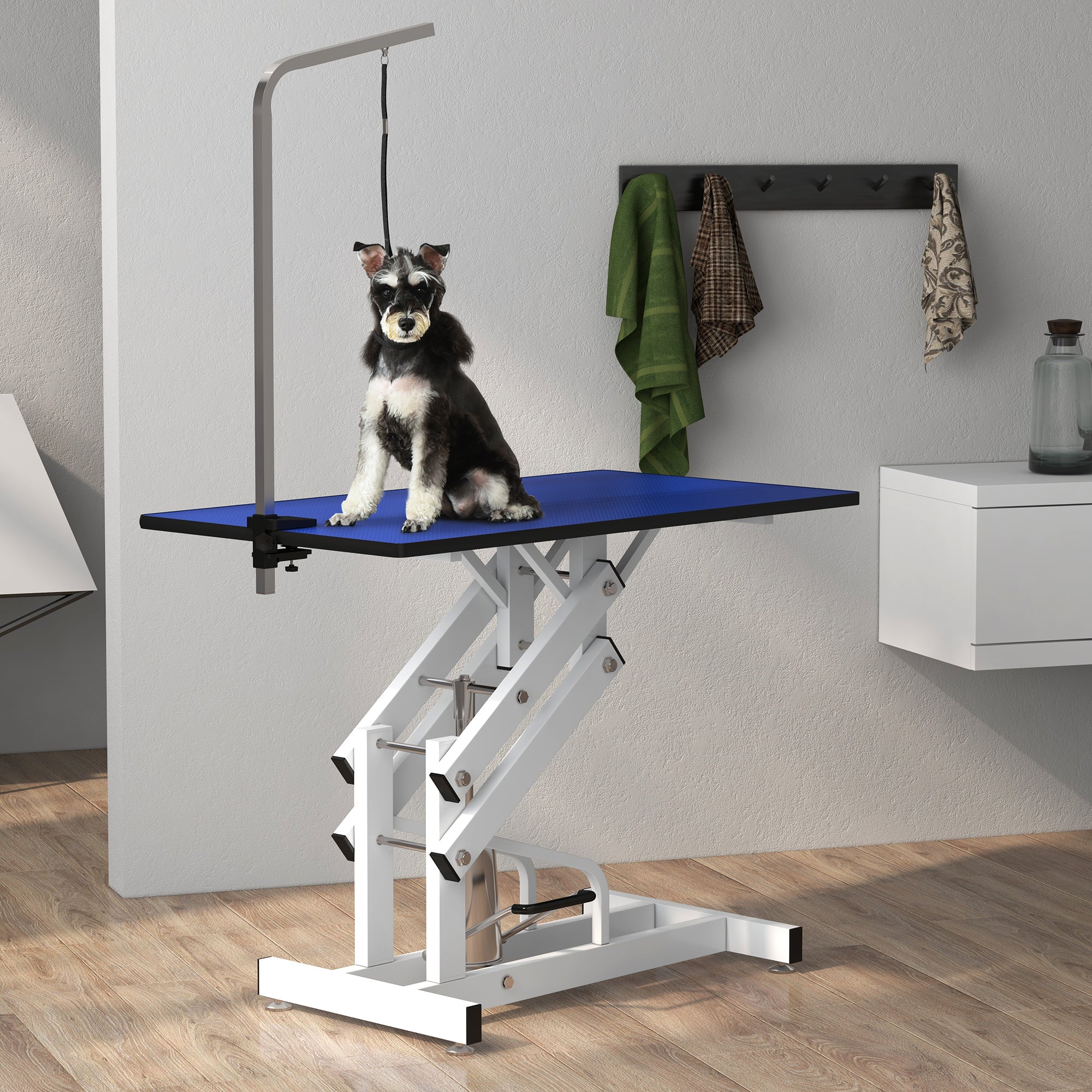 Pet Grooming Table, Height Adjustable Dog Grooming Table with Arm, Noose and Non-Slip Grooming Table, Blue Dog Grooming Tables   at Gallery Canada