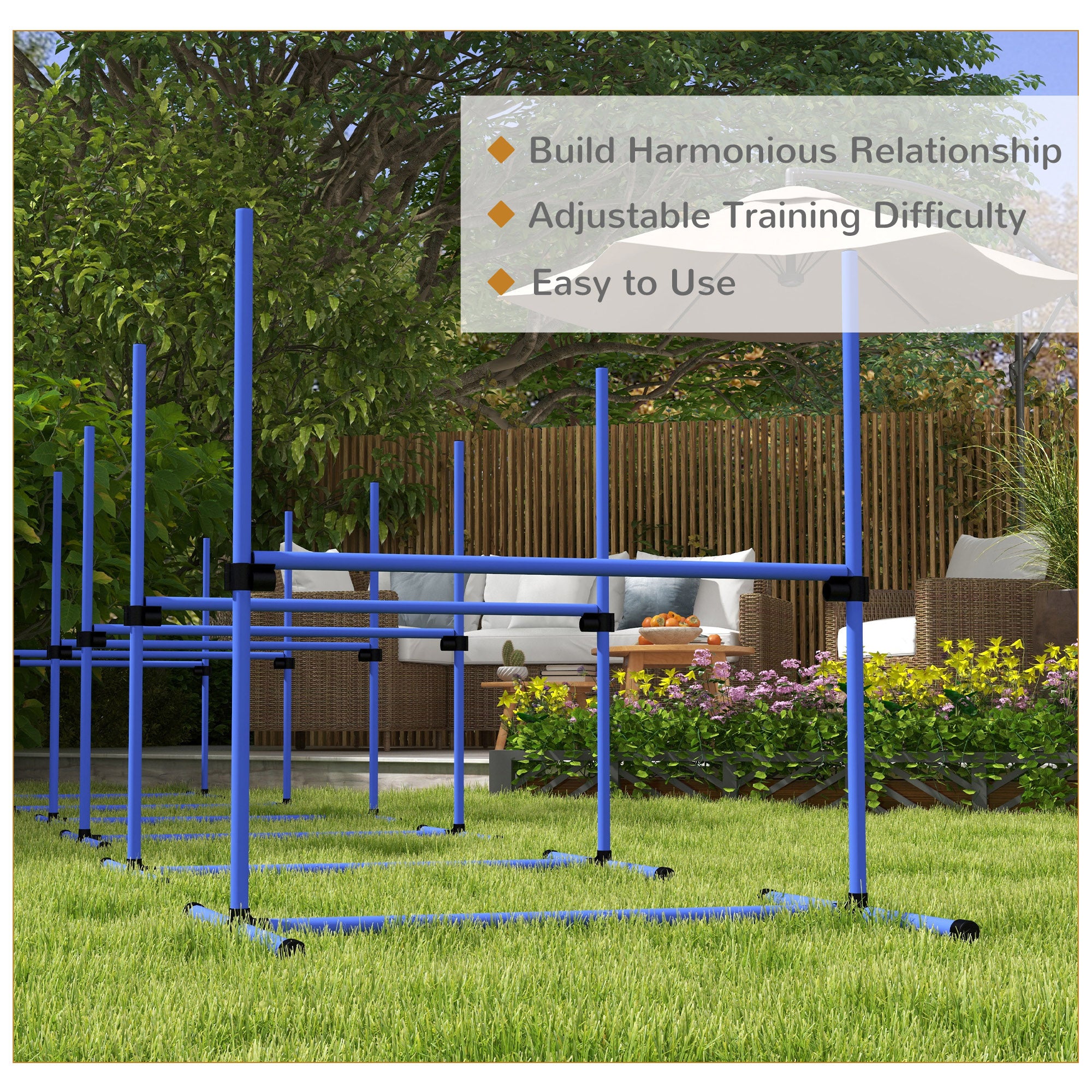 Set of 6 Dog Agility Training Equipment Adjustable Jump Bar Pet Exercise Kit with Carrying Bag (Blue) Dog Agility Training Equipment at Gallery Canada