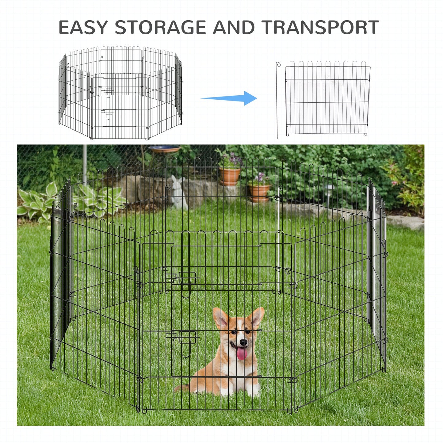 30inch 8-Panel Octagon Pet Exercise Playpen Crate Foldable Dog Cage Pen Puppy Kennel, Black Houses, Kennels & Pens   at Gallery Canada