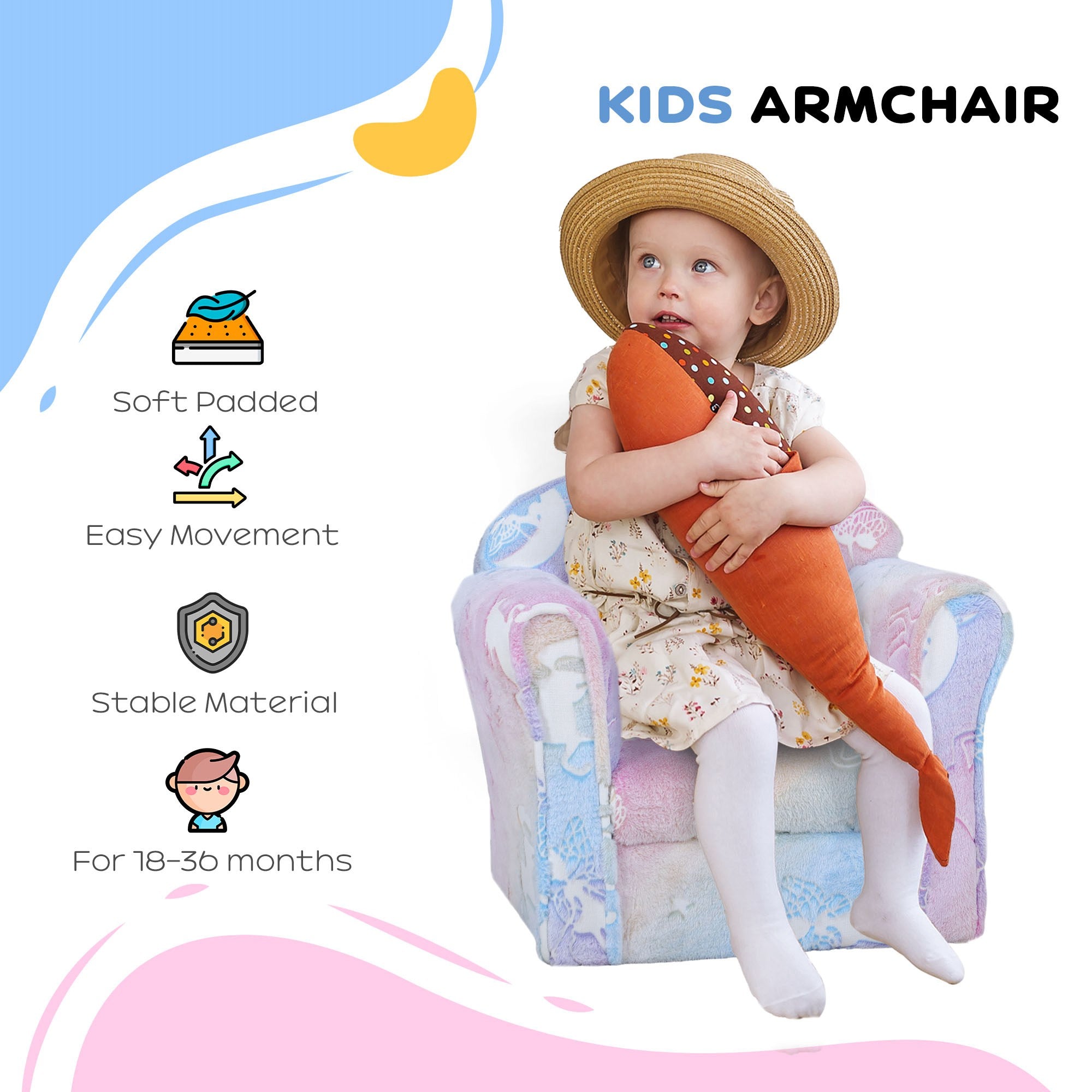 Toddler Chair with Luminous Fairy Design, Wooden Frame, for 18-36 Months, Multicolour Kids Chairs & Seating at Gallery Canada