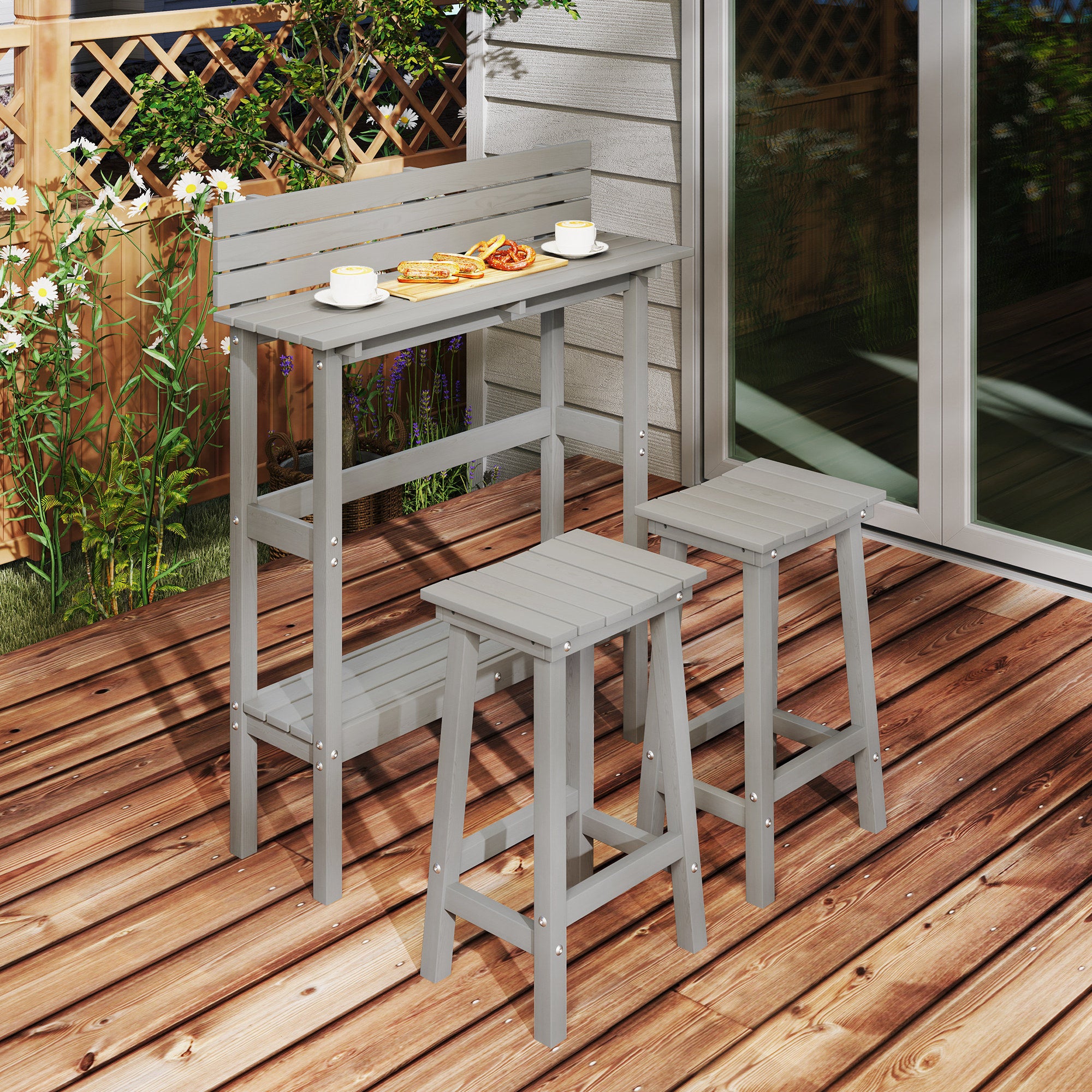 3 Piece Patio Bar Set with 43