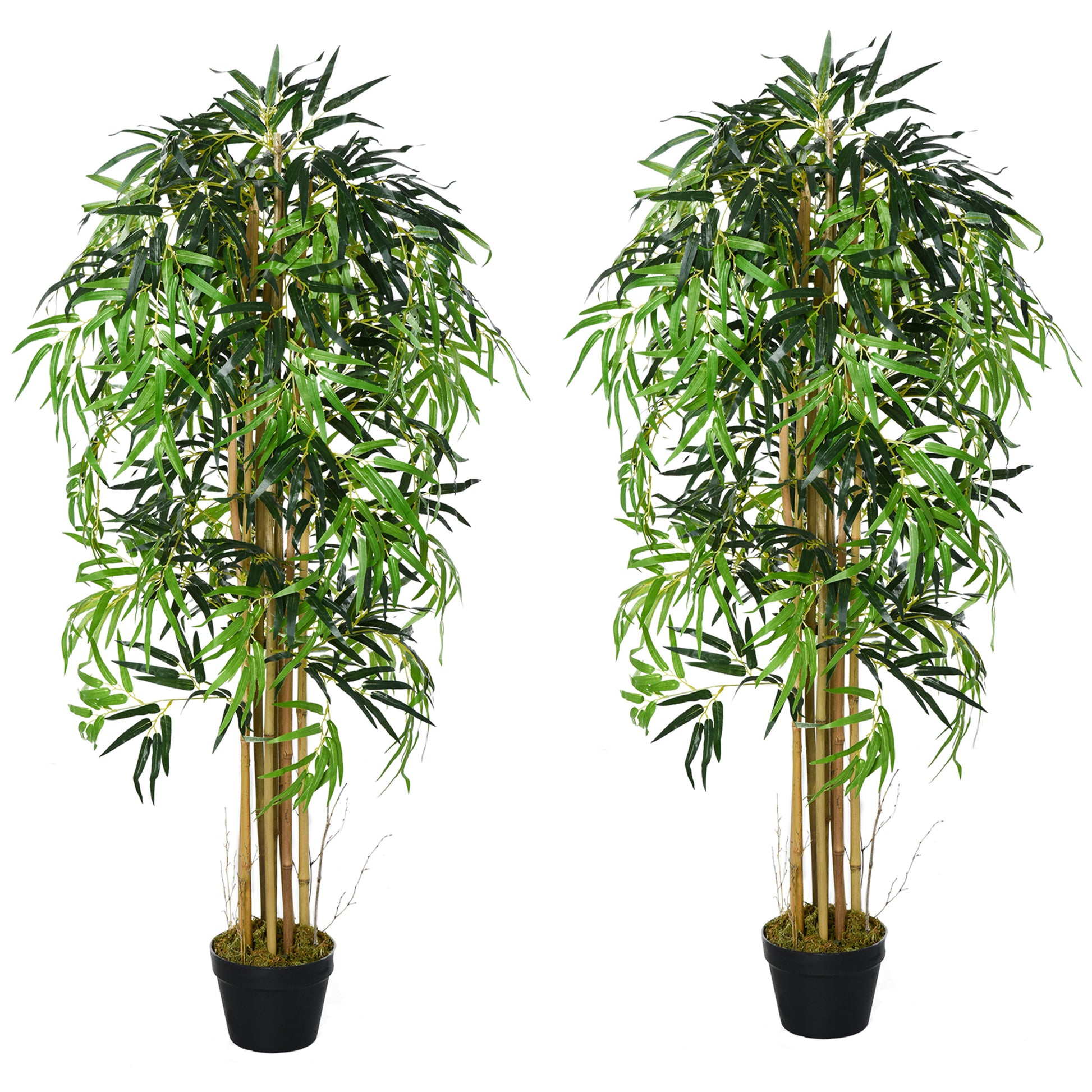 Set of 2 5FT Artificial Tree Bamboo Tree Fake Plants in Pot for Home Office Living Room Decor, Green Artificial Trees   at Gallery Canada