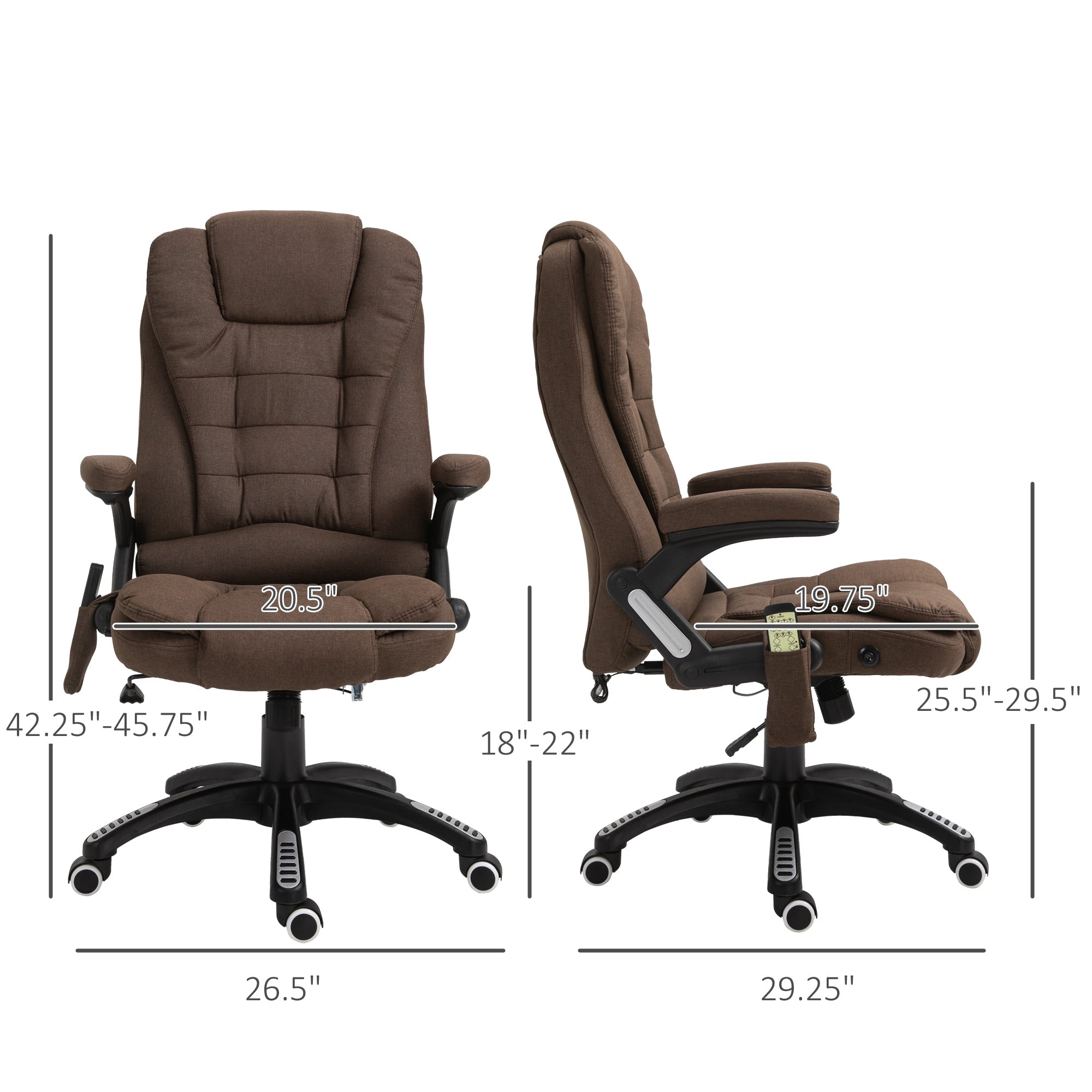 6 Point Vibrating Massage Office Chair High Back Executive Chair with Reclining Back, Swivel Wheels, Brown Massage Chairs   at Gallery Canada