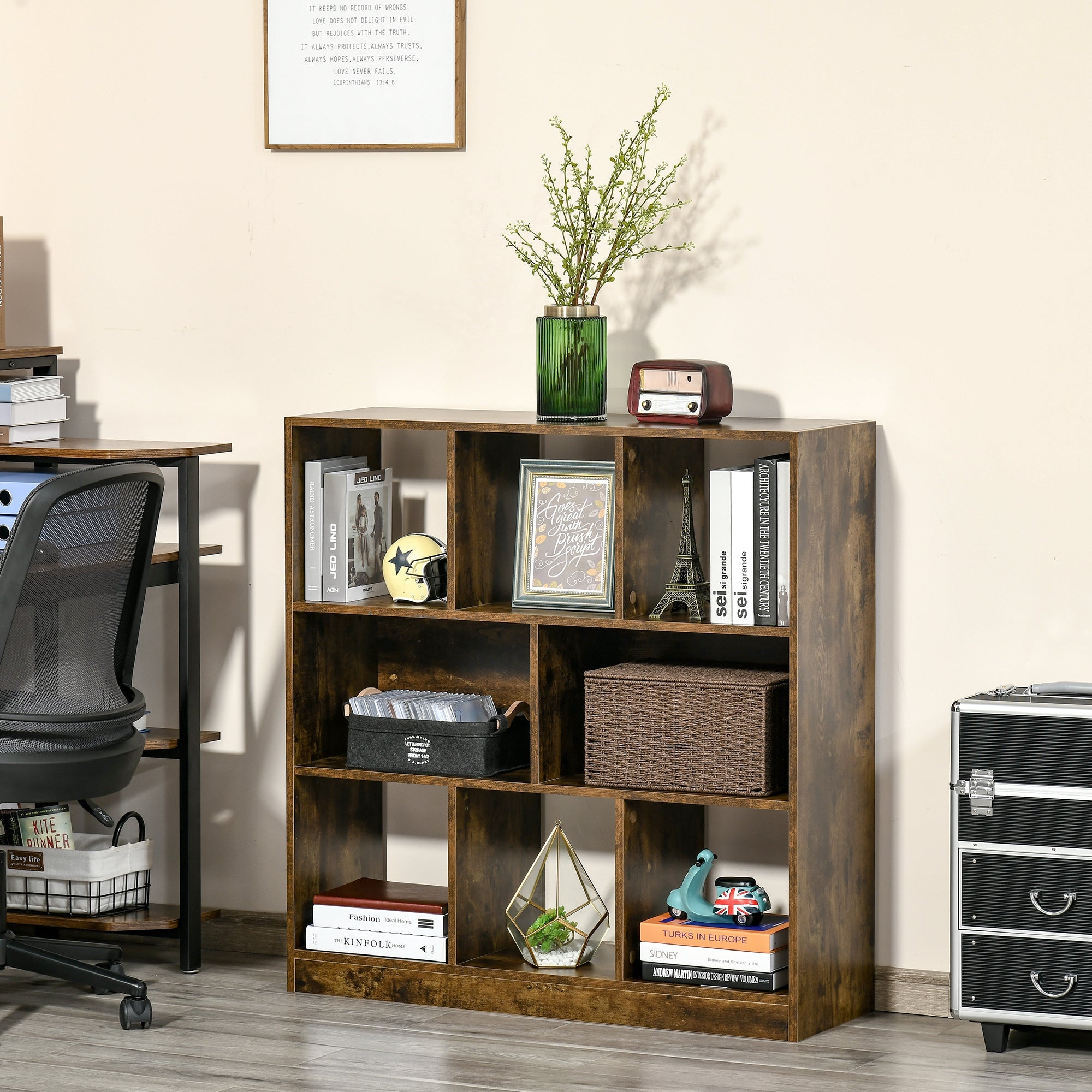 Storage Shelf 3-Tier Bookcase Display Rack Home Organizer for Home Office, Living Room, Playroom, Rustic Brown Small Bookshelves   at Gallery Canada