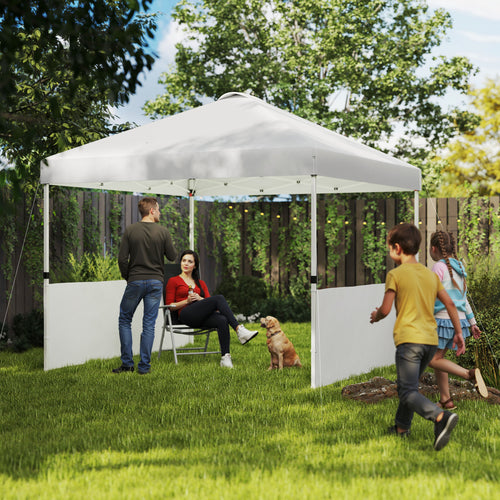 10' x 10' Pop Up Canopy Tent with 2 Half Sidewalls, UV50+ Height Adjustable Instant Sun Shelter, White