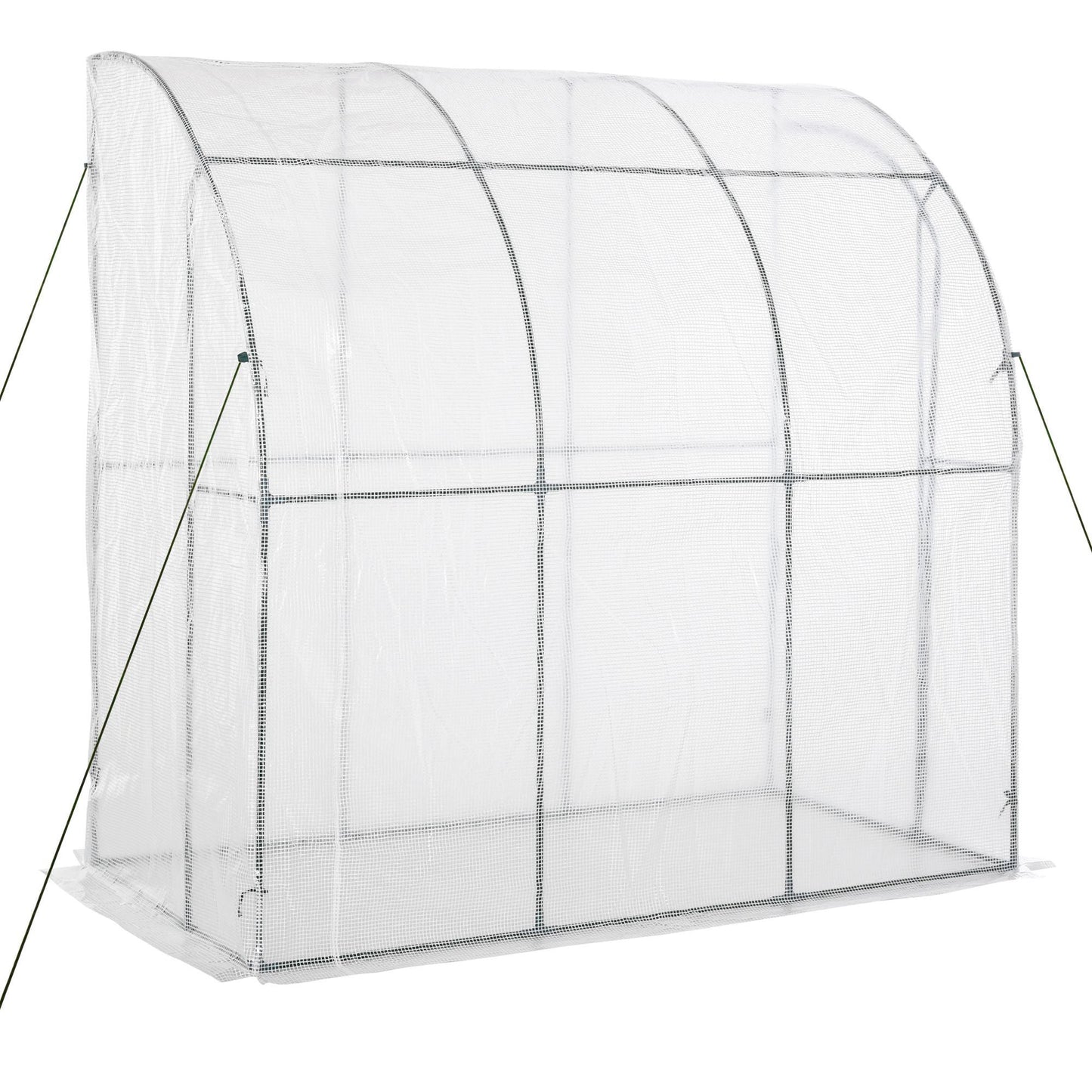 7' x 4' x 7' Outdoor Lean-to Walk-in Garden Greenhouse with Roll-Up Door Hot House for Plants Herbs Vegetables, White Walk In Greenhouses White  at Gallery Canada