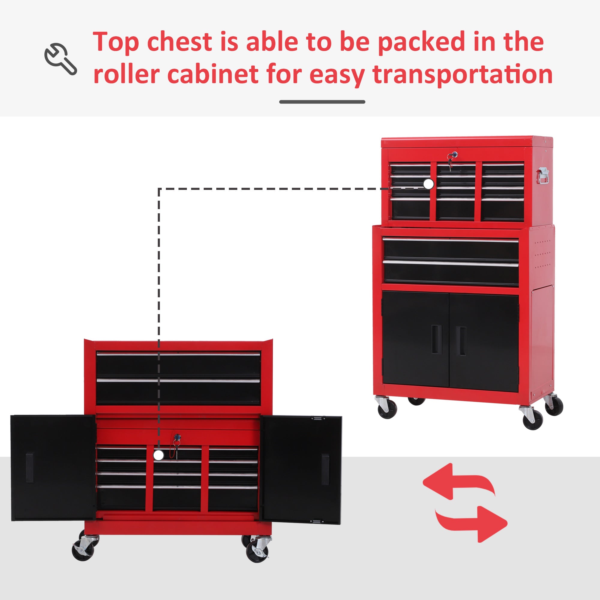 Rolling Tool Chest with Wheels and Drawers, 6-Drawer Tool Storage Cabinet, Detachable Organizer Tool Box Combo, Mobile Lockable Toolbox for Workshop Mechanics Garage Tool Organizers at Gallery Canada